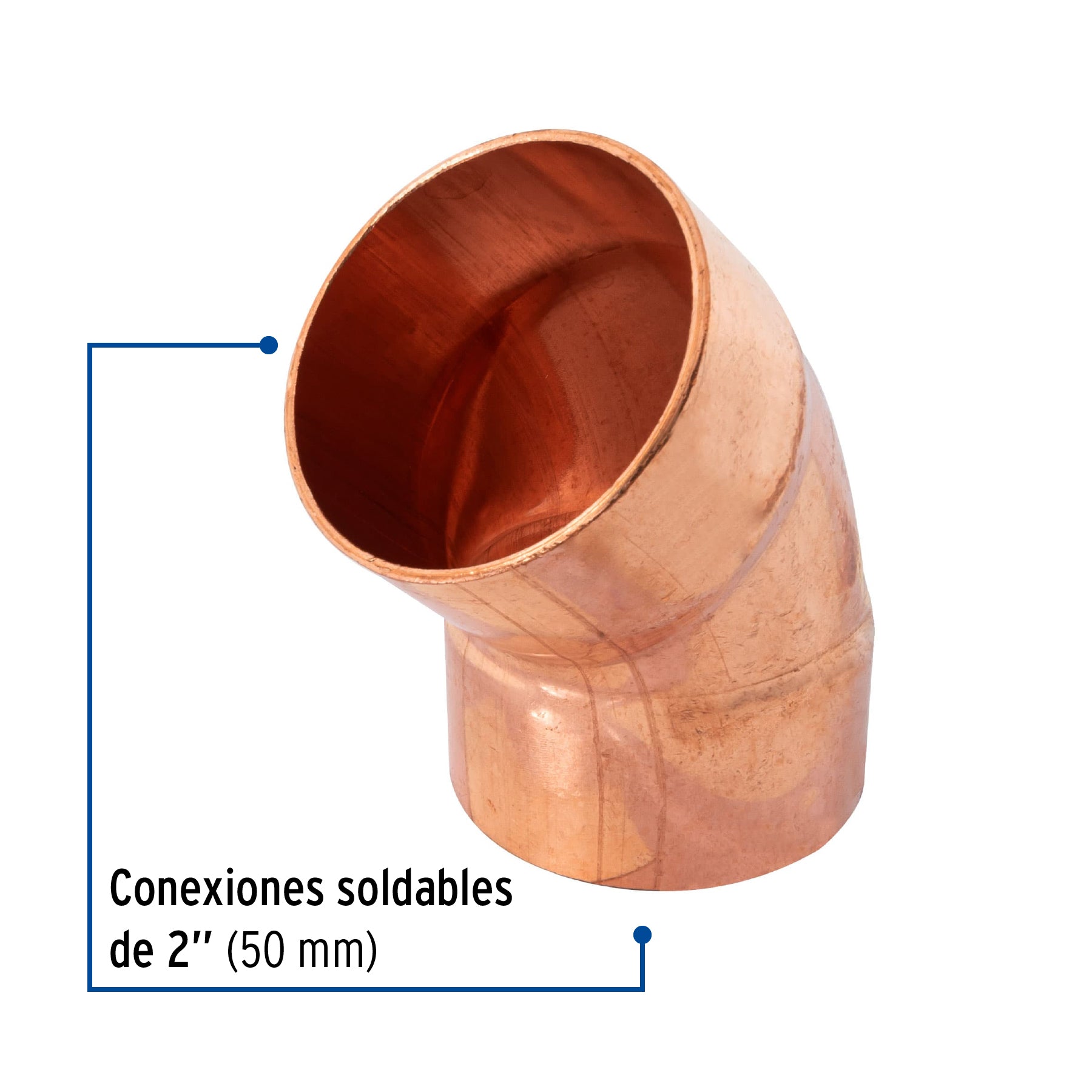 Codo 45° de cobre 2', FOSET. Modelo: CC-866