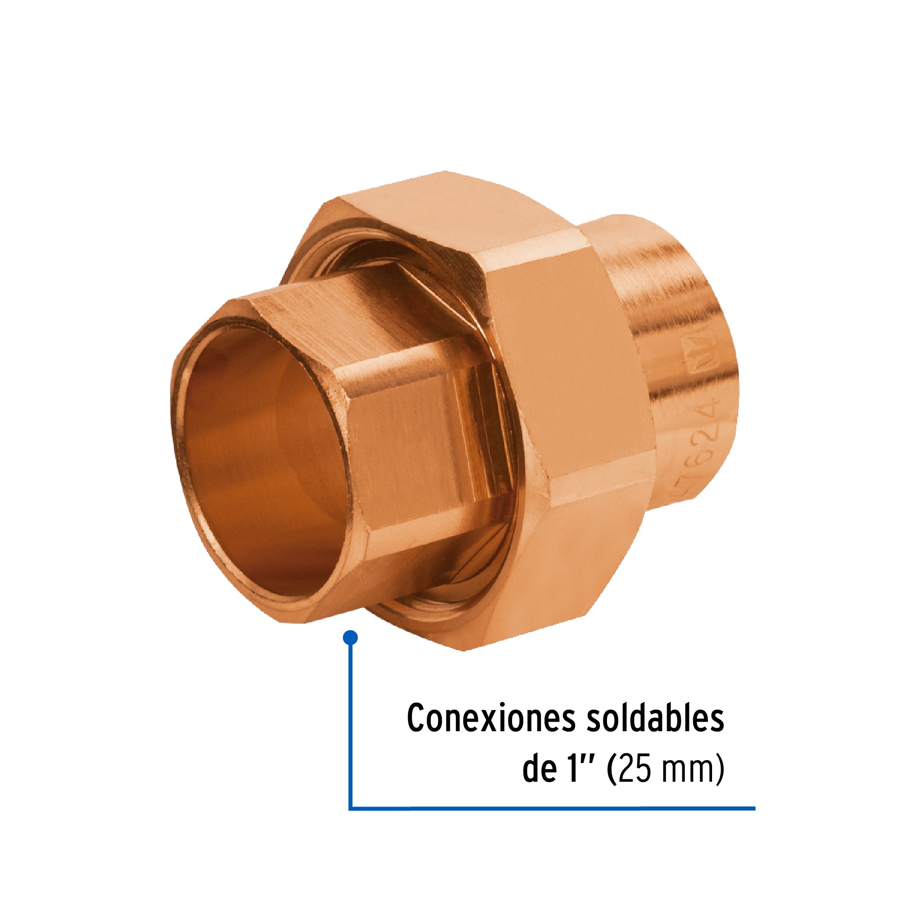 Tuerca unión de cobre de 1', FOSET BASIC. Modelo: CC-973B