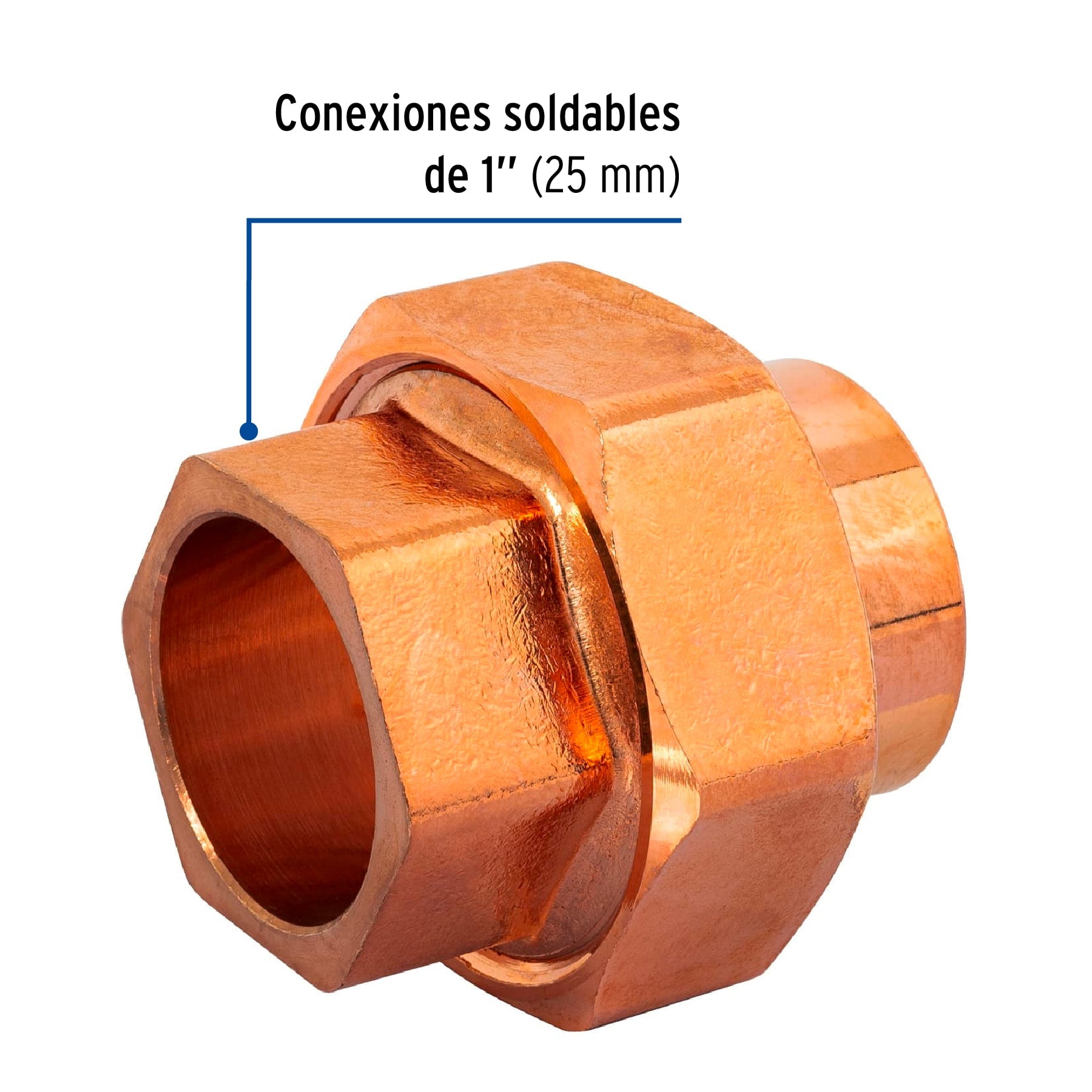 Tuerca unión de latón cobrizado 1', FOSET. Modelo: CC-973