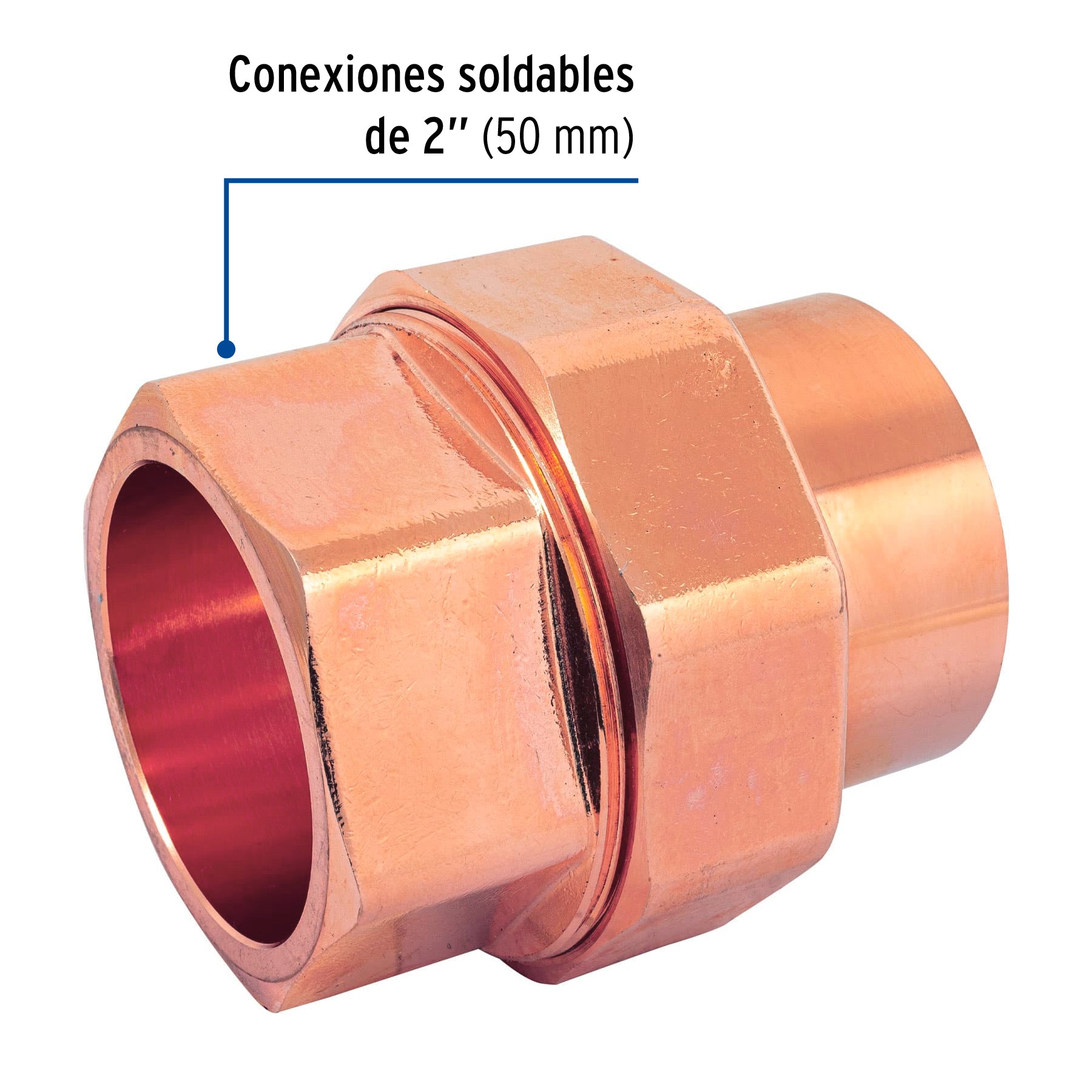 Tuerca unión de latón cobrizado 2', FOSET. Modelo: CC-976