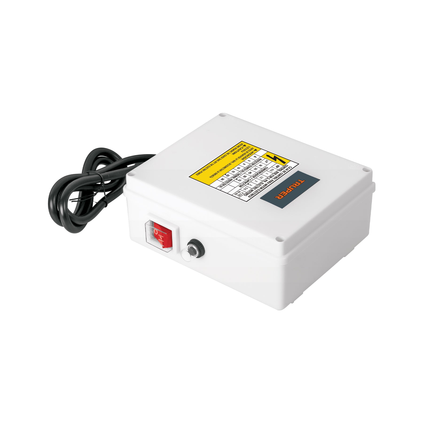 Caja de control para bomba tipo bala 3 HP, 220V, TRUPER. Modelo: CE-BOS-3LM-2