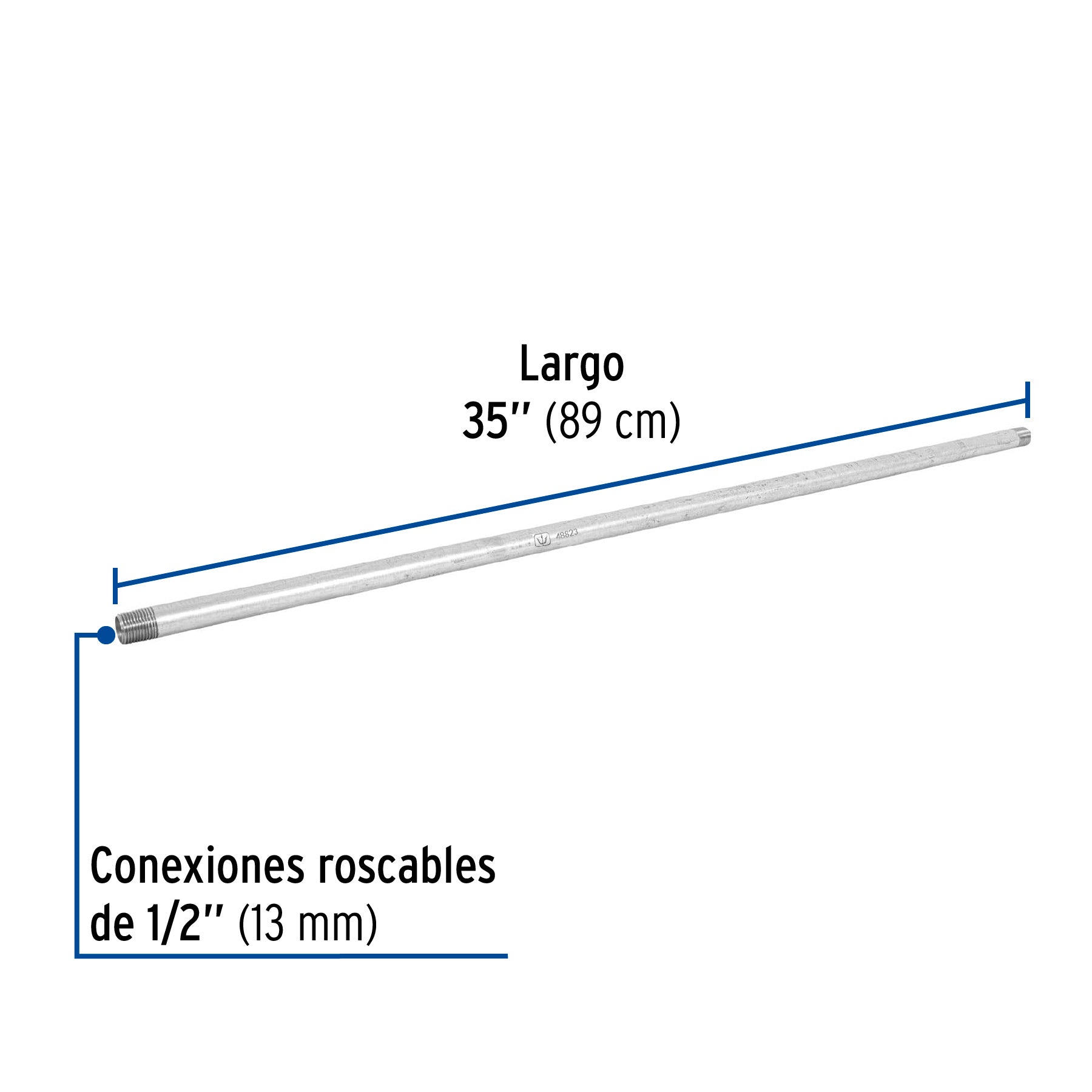 Niple de acero galvanizado 1/2 x 35', FOSET. Modelo: CG-424