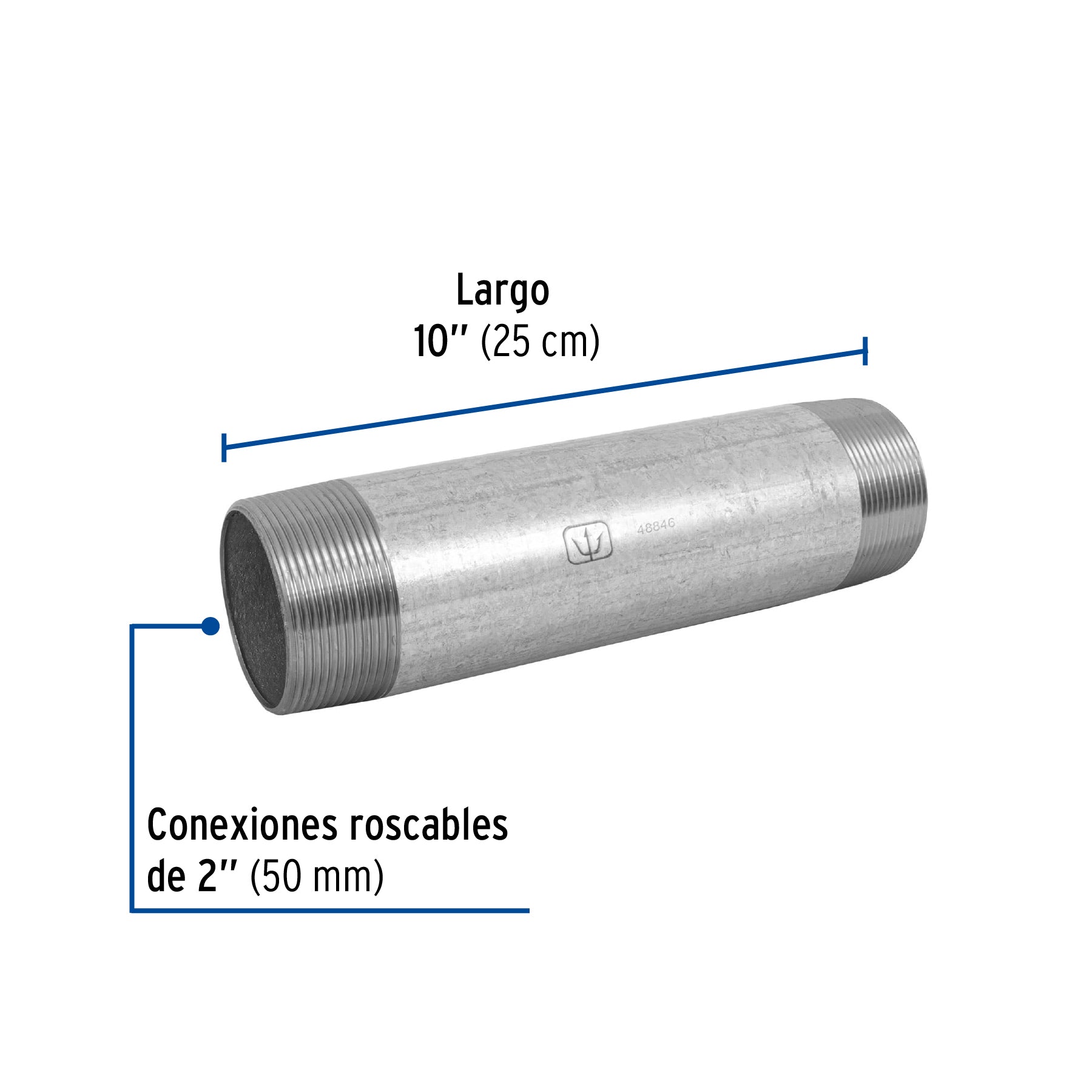 Niple de acero galvanizado 2 x 10', FOSET. Modelo: CG-447