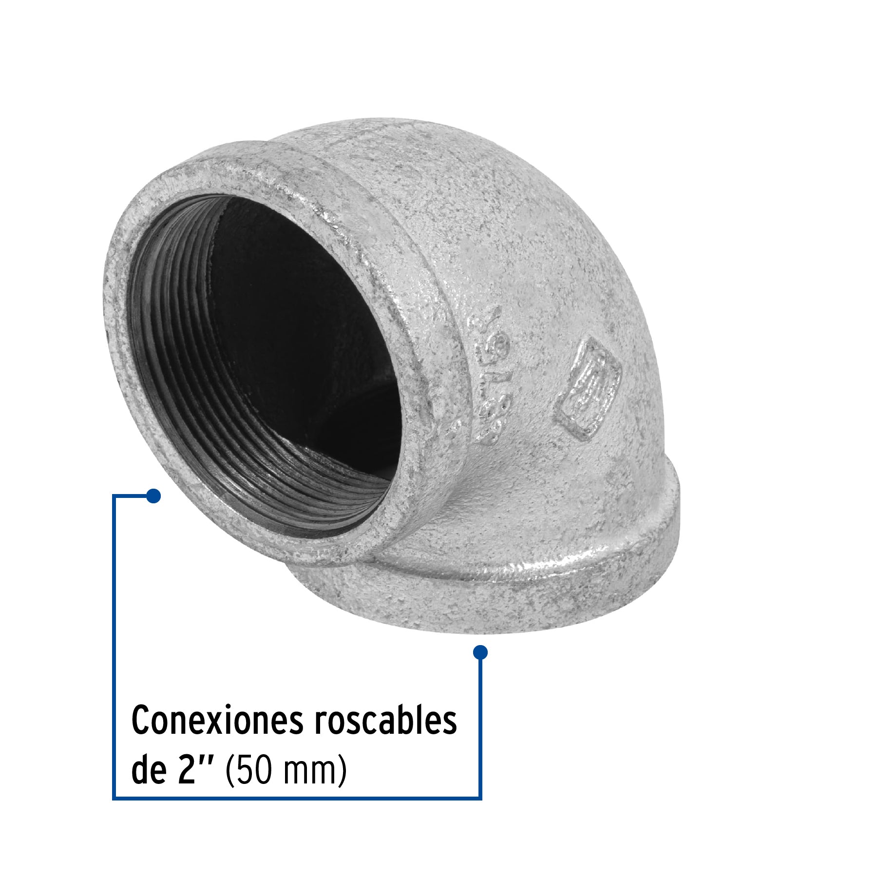 Codo 90° acero galvanizado de 2', FOSET. Modelo: CG-506
