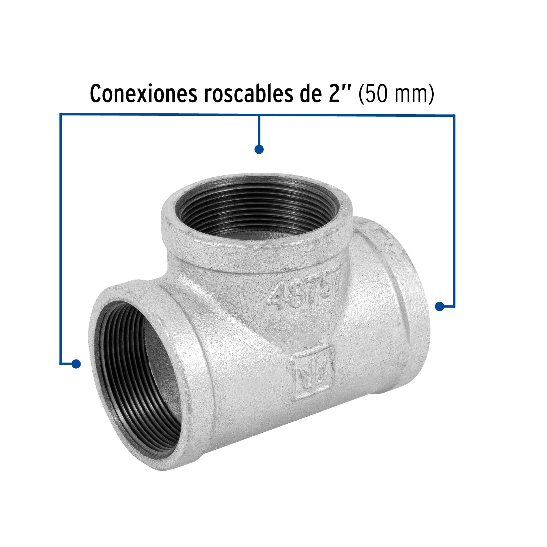 Tee sencilla 2' acero galvanizado, FOSET. Modelo: CG-706