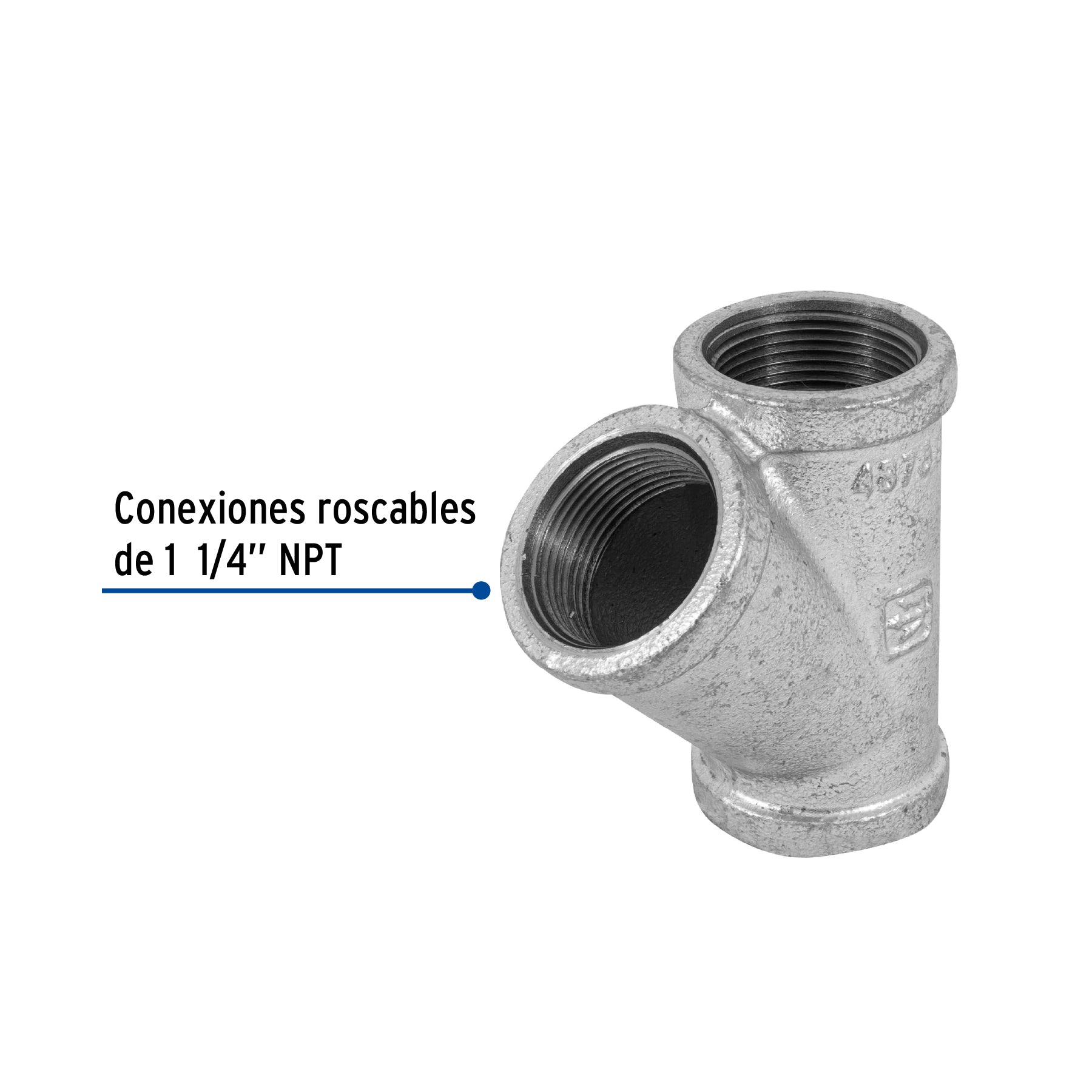 Yee sencilla 1-1/4' acero galvanizado, FOSET. Modelo: CG-804