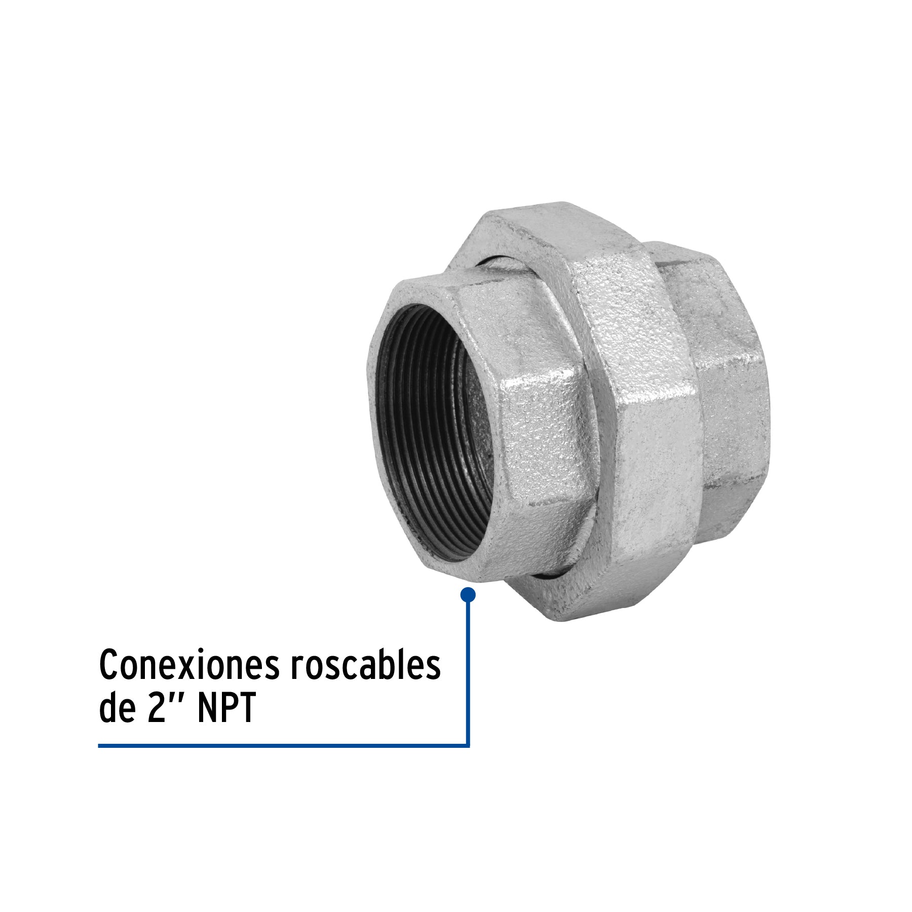 Tuerca unión 2' acero galvanizado, FOSET. Modelo: CG-976