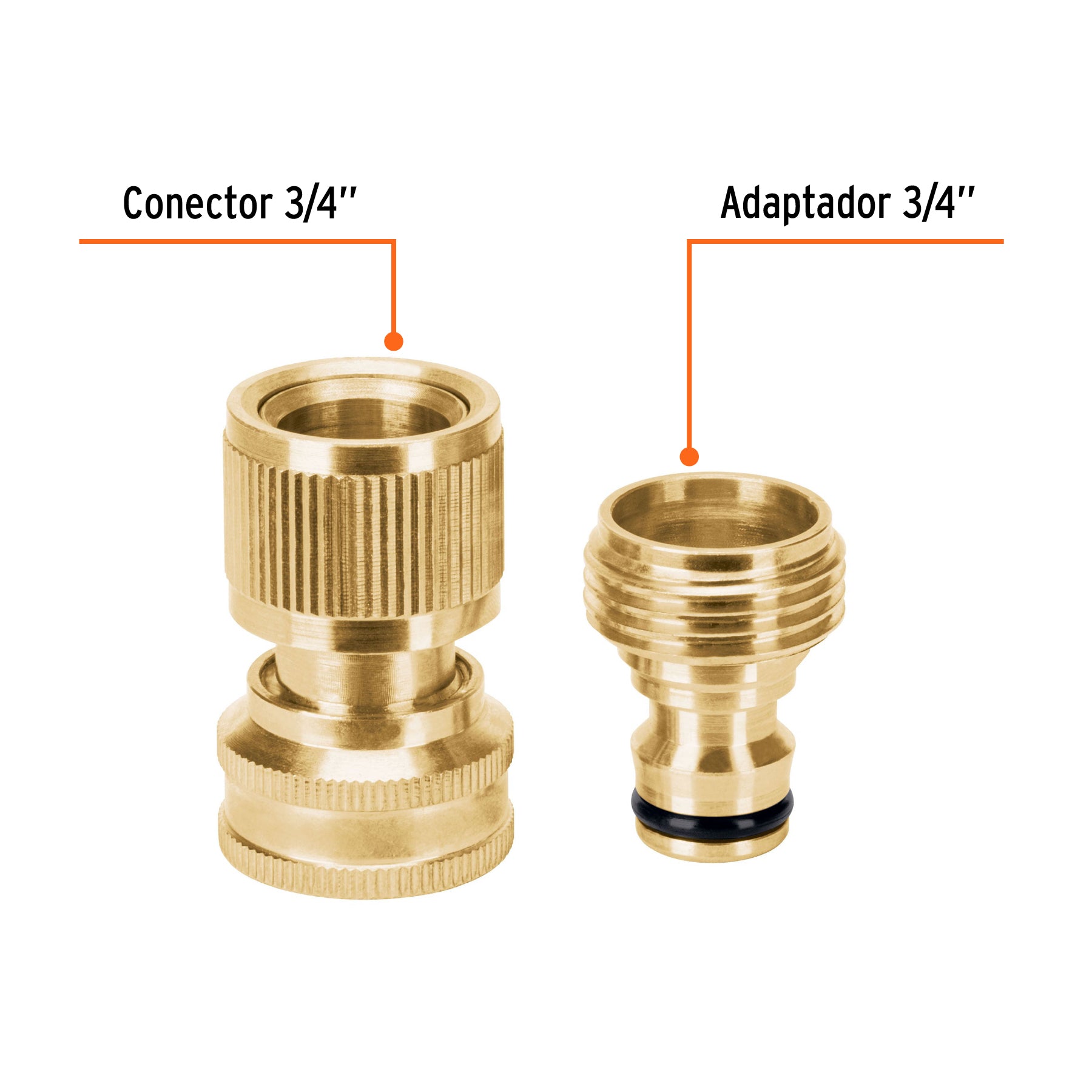 Conector 3/4' rápido de latón manguera-acc. sistema click. Modelo: CLICK-ACCM