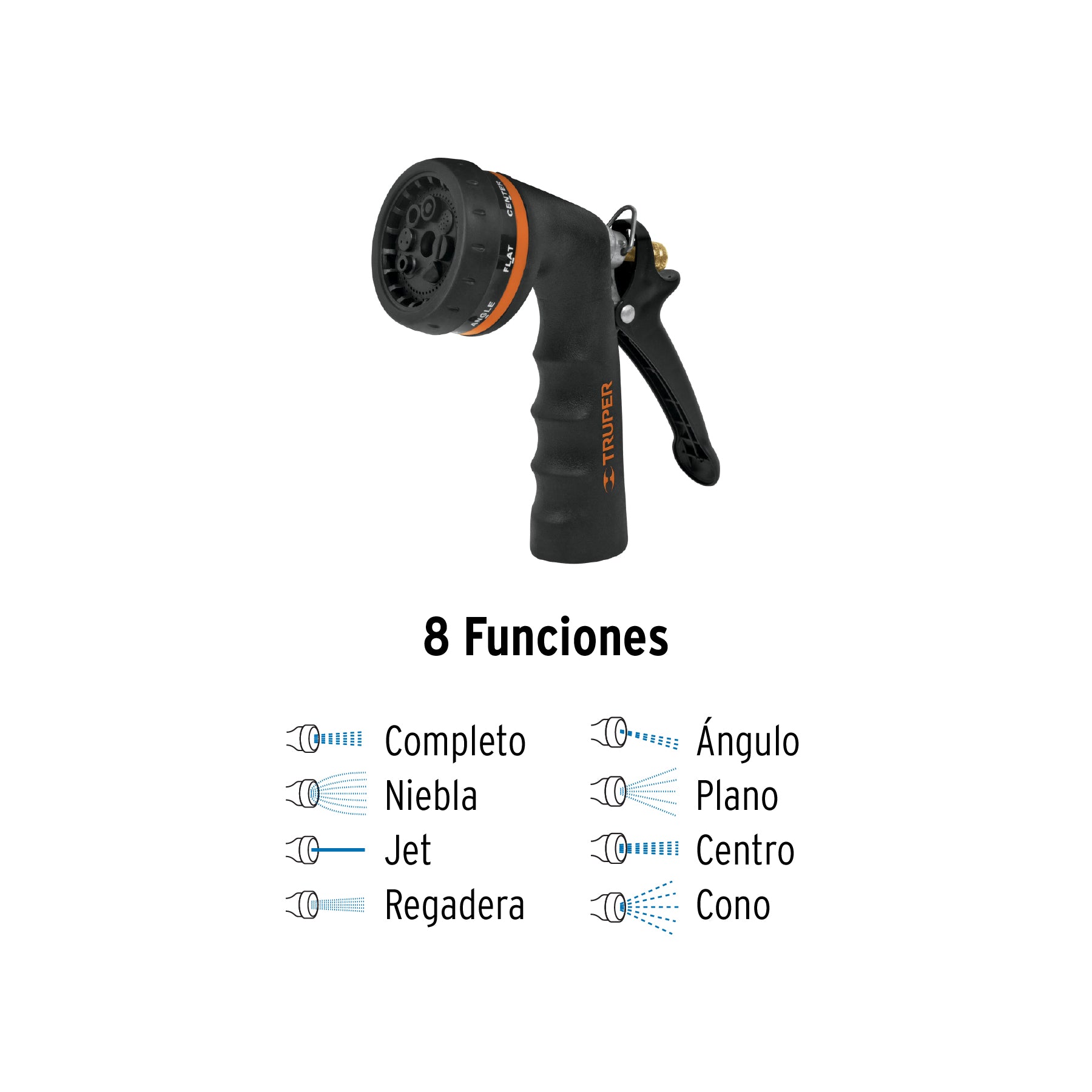 Combo manguera MAN-20X1/2X y pistola de riego PR-208, TRUPER. Modelo: COMBO-200