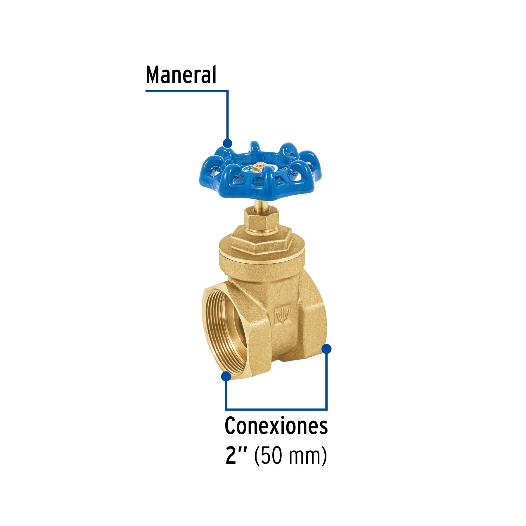 Válvula de compuerta de latón roscable de 2', FOSET. Modelo: CORO-2