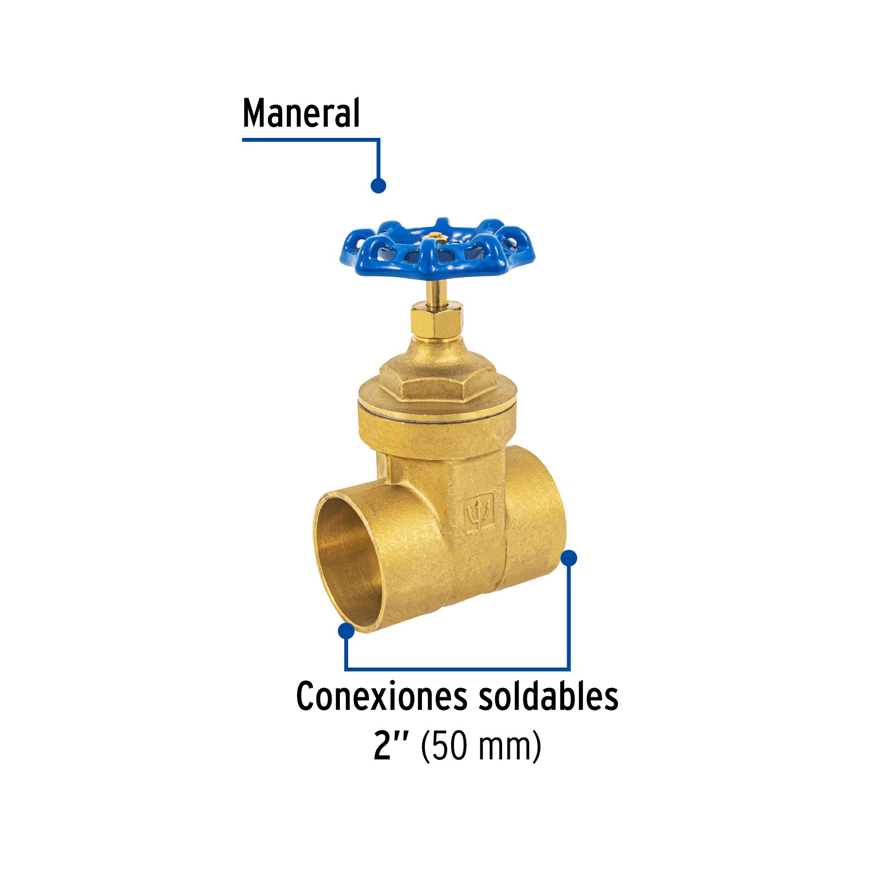 Válvula de compuerta de latón soldable de 2', FOSET. Modelo: COSO-2