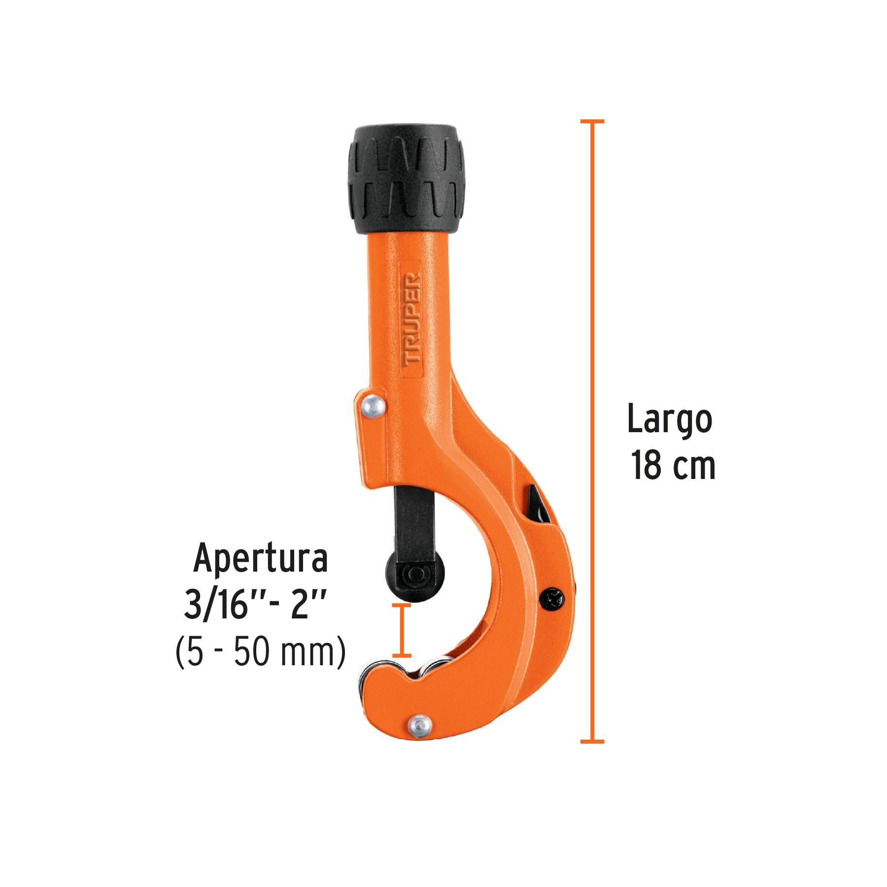 Cortador de tubo de cobre 3/16' a 2' cuchilla 18 mm, TRUPER. Modelo: COT-50