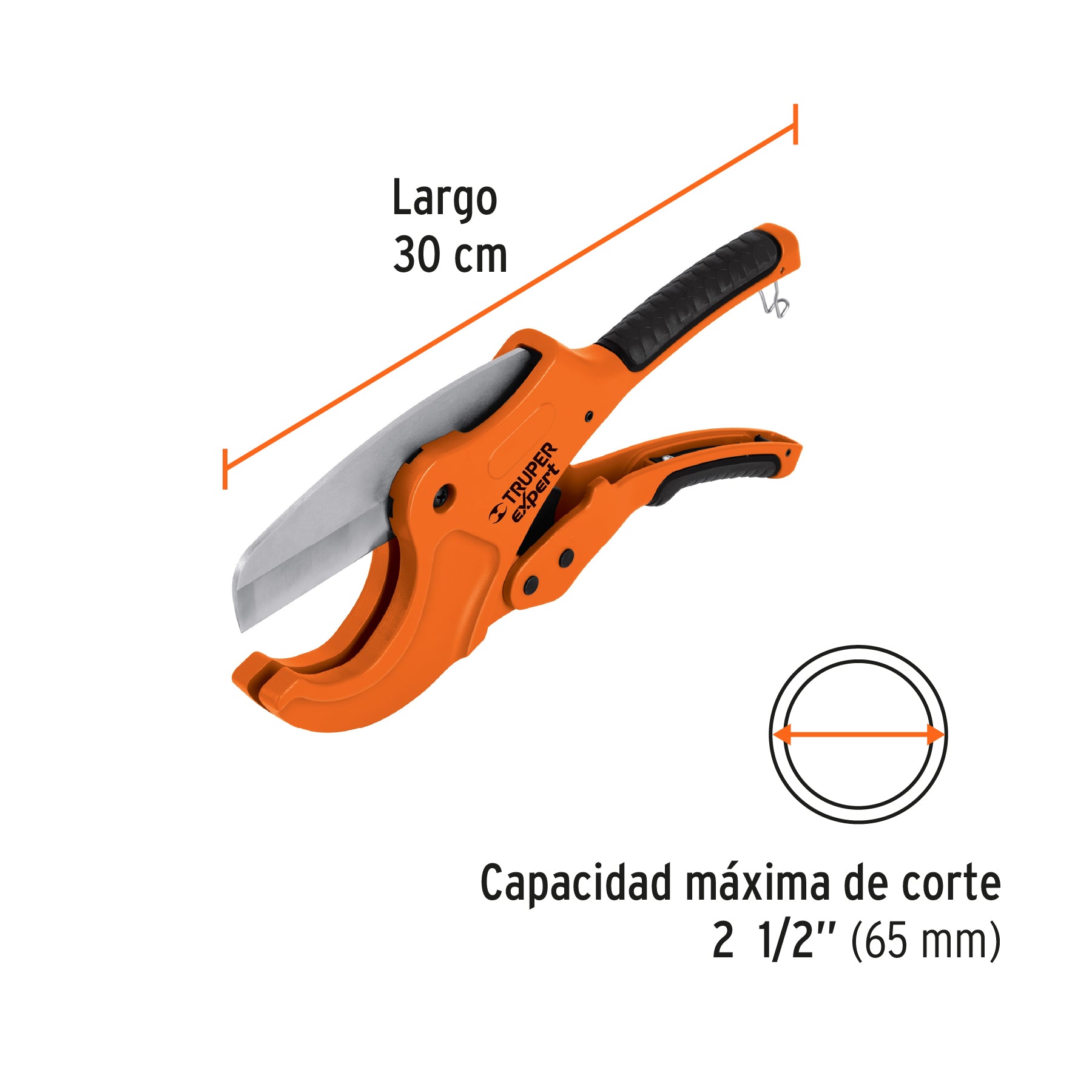 Cortador de tubo plástico, corte 2-1/2' (65 mm), EXPERT. Modelo: COT-PVC-X