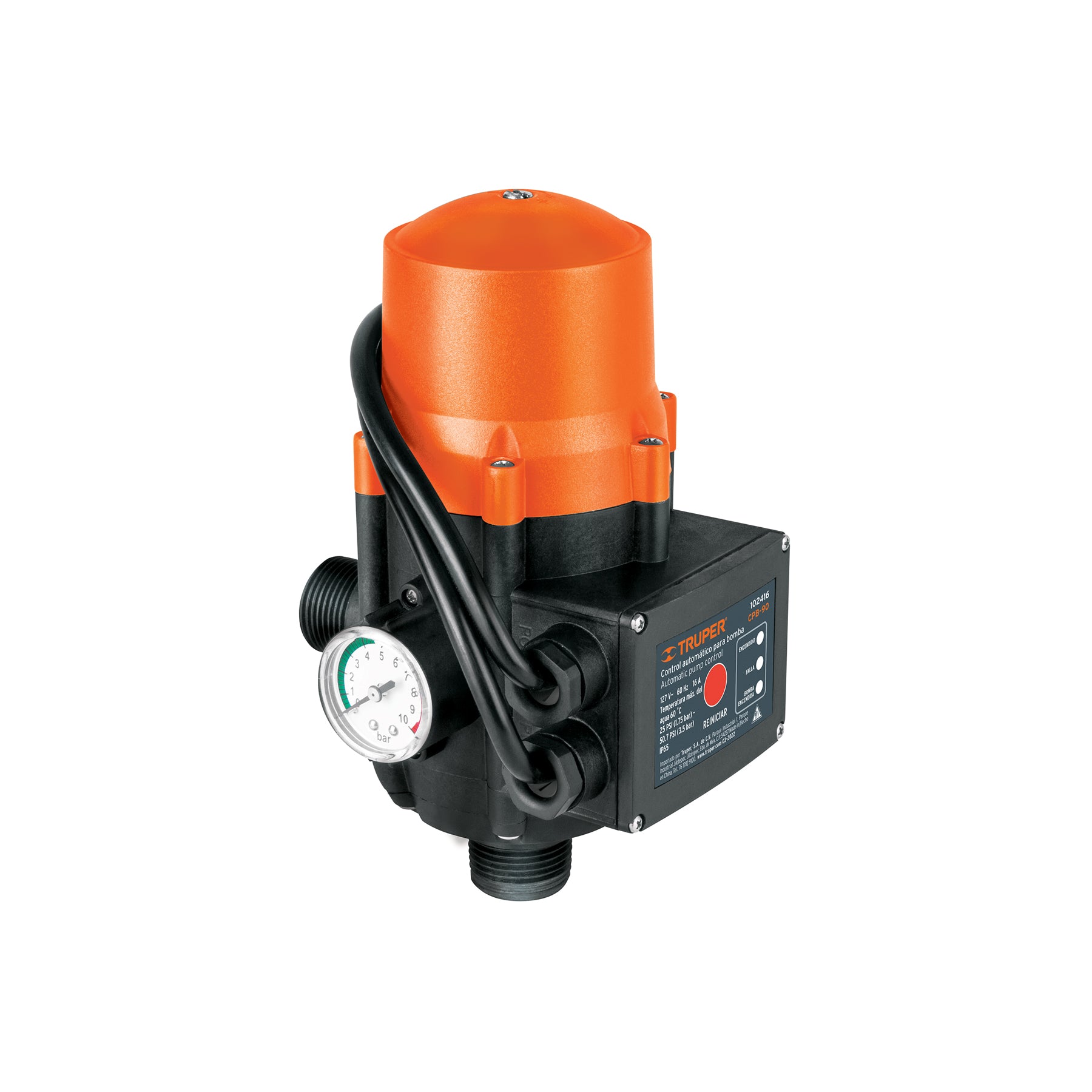 Control automático de presión de bombas para agua, 90°. Modelo: CPB-90