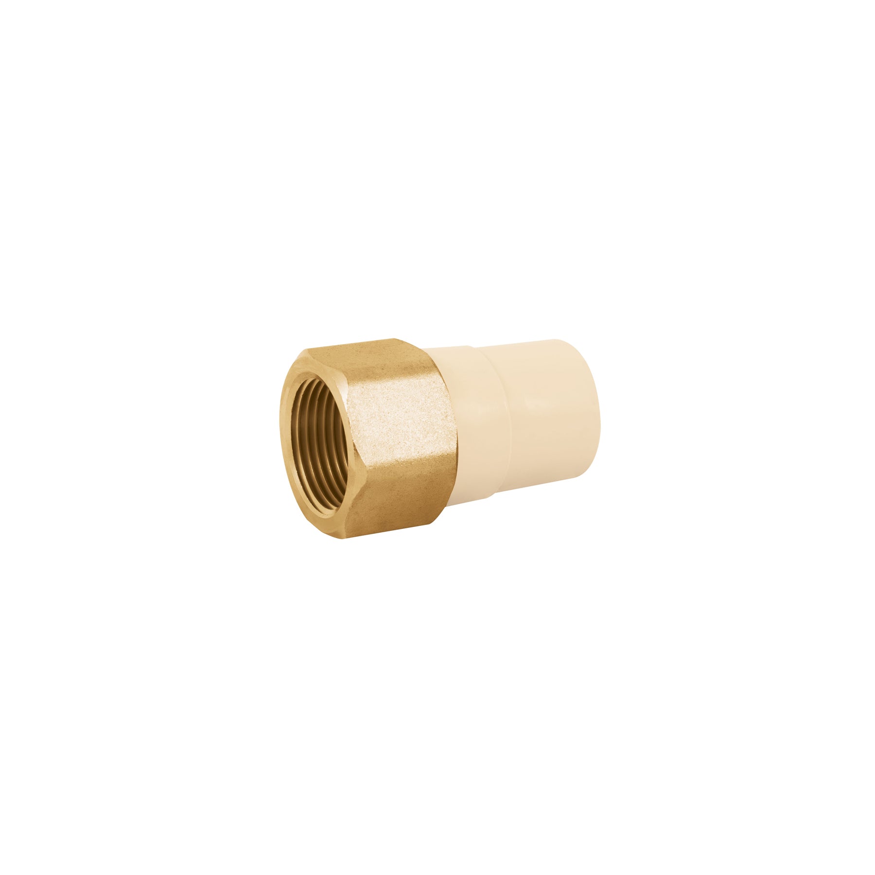 Adaptador hembra de CPVC 1' con inserto y tuerca de latón. Modelo: CPVC-643