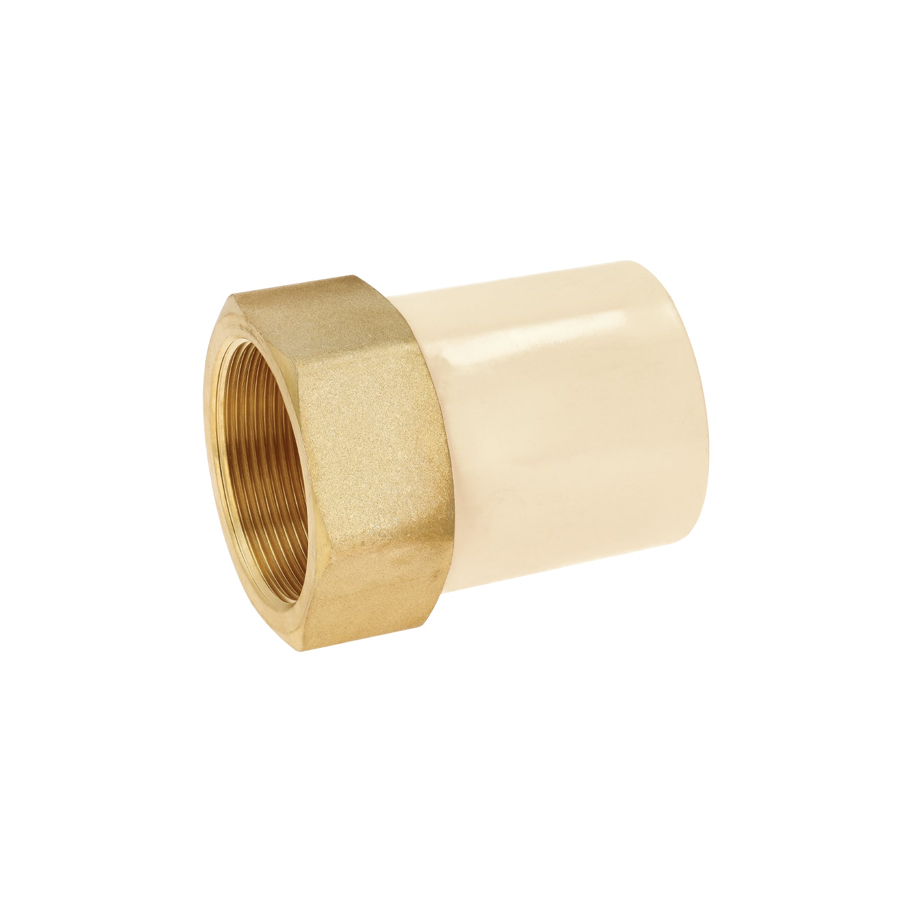 Adaptador hembra de CPVC 2' con inserto y tuerca de latón. Modelo: CPVC-646