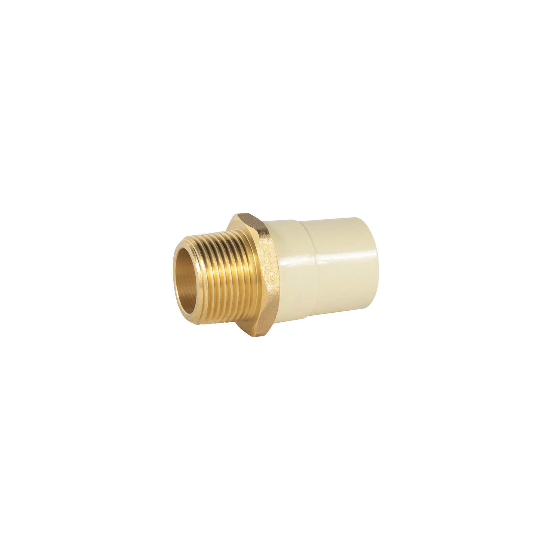 Adaptador macho de CPVC 1' con inserto y tuerca de latón. Modelo: CPVC-653