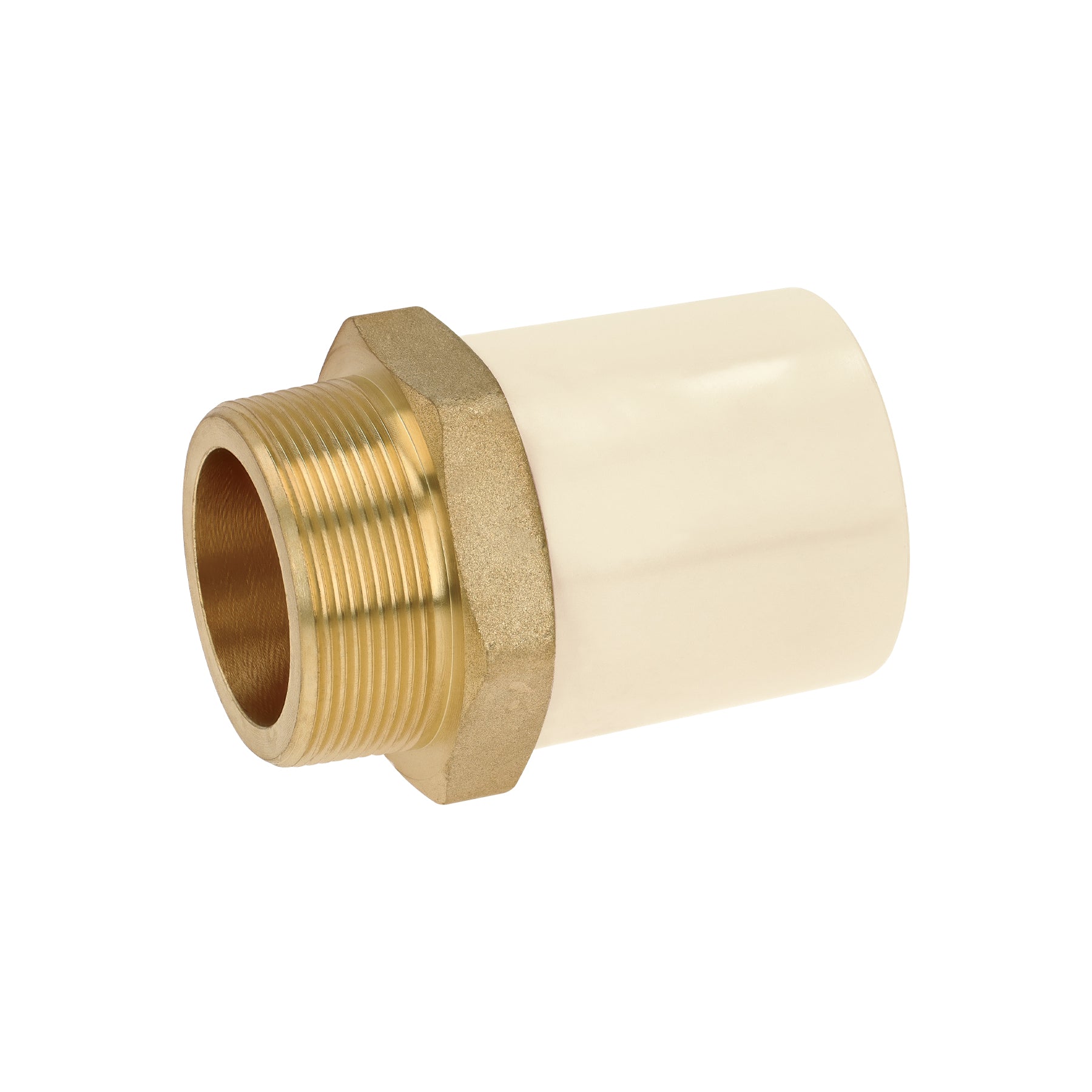 Adaptador macho de CPVC 2' con inserto y tuerca de latón. Modelo: CPVC-656