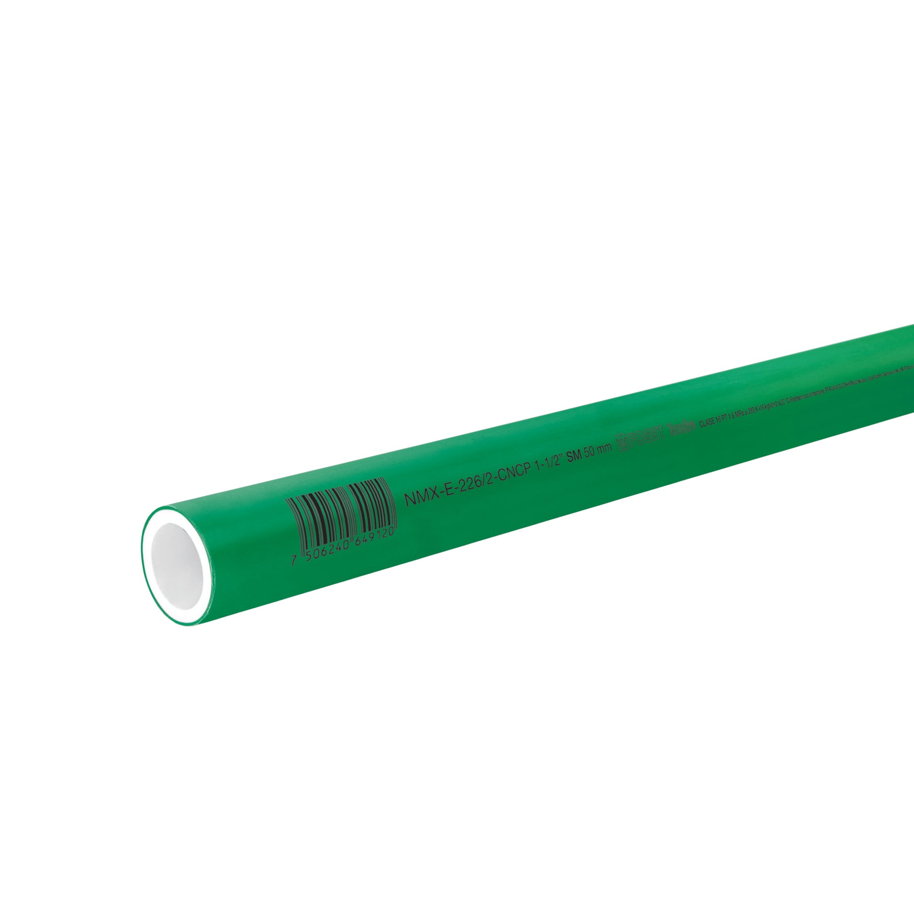 Tubo de 50mm (1-1/2') PPR hidráulico, 4m, 3.4kg, FOSET. Modelo: CV-005
