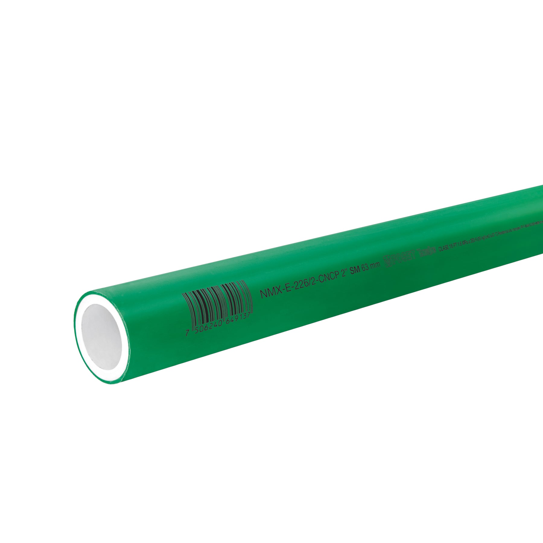 Tubo de 63mm (2') PPR hidráulico, 4m, 5.4kg, FOSET. Modelo: CV-006
