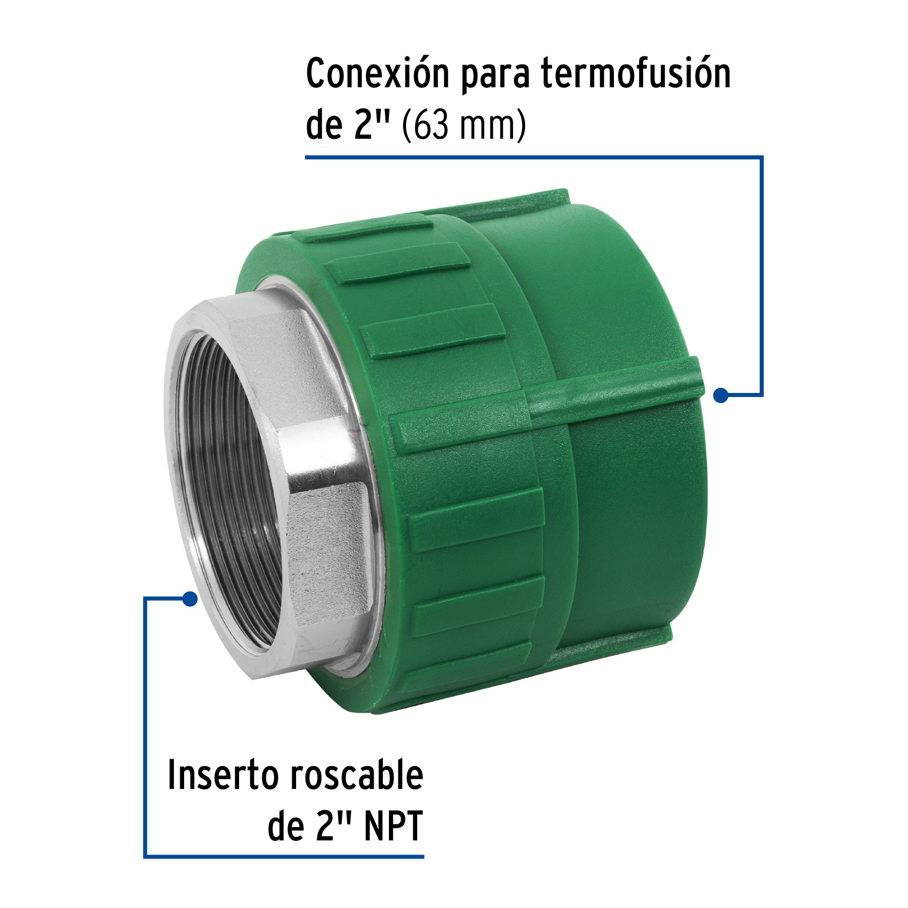 Adaptador PPR 2' hembra con inserto metálico, FOSET. Modelo: CV-606
