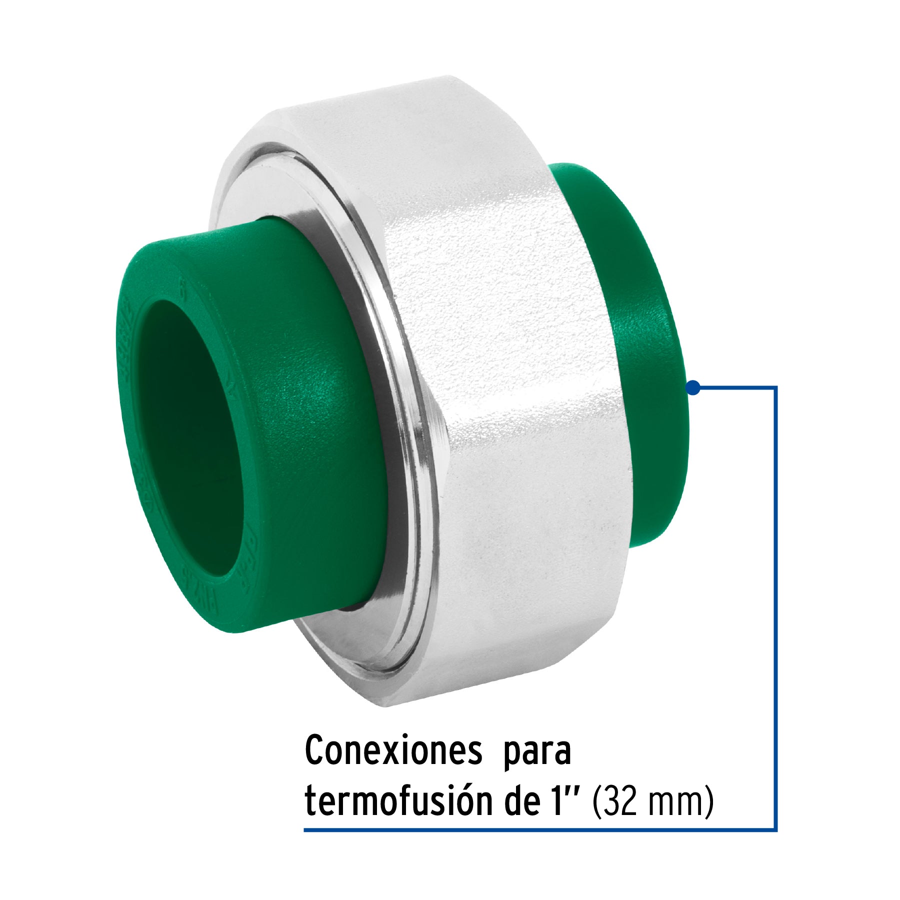 Tuerca unión PPR, tuerca latón,  1', FOSET. Modelo: CV-973