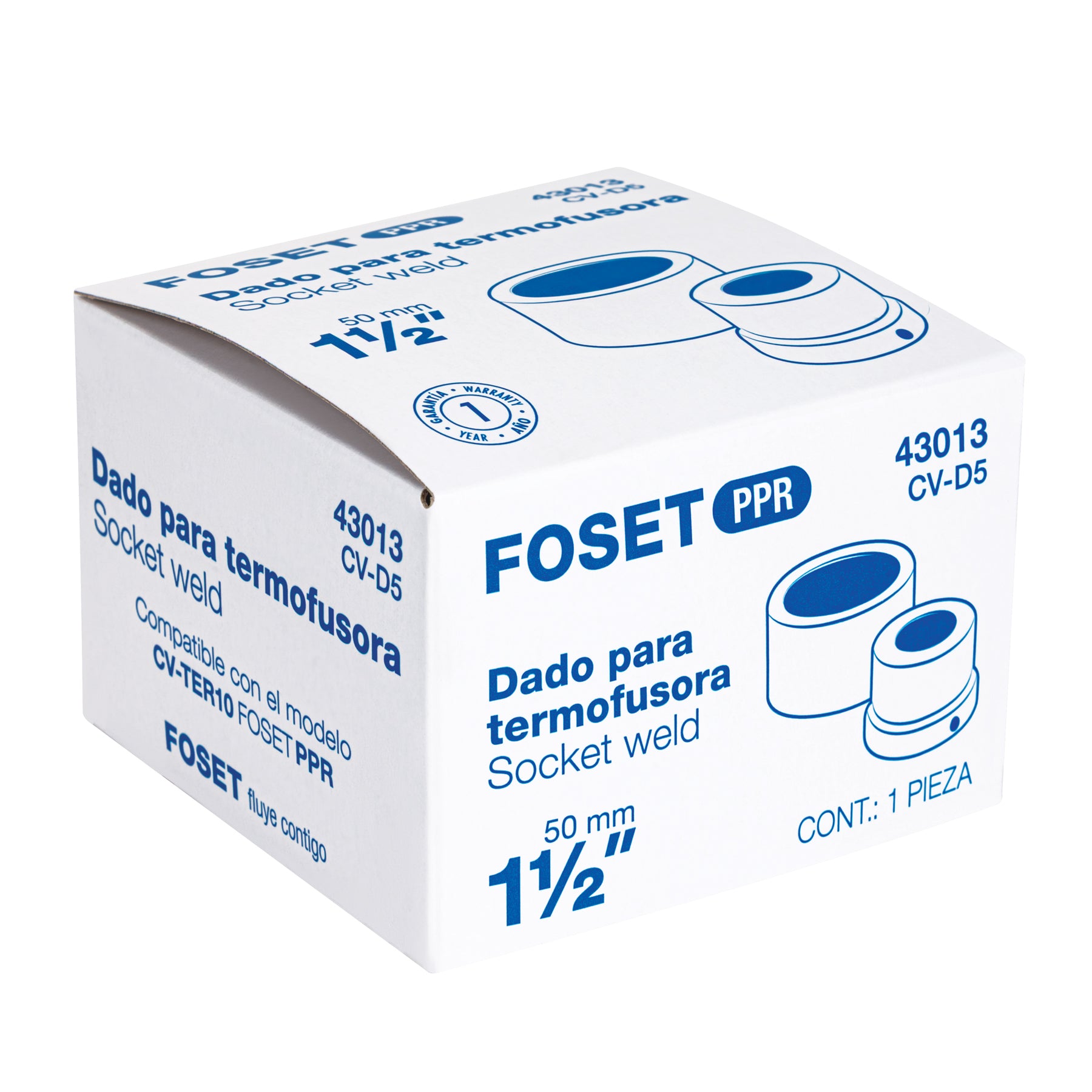 Dado para termofusora de 1-1/2' (50 mm), FOSET. Modelo: CV-D5
