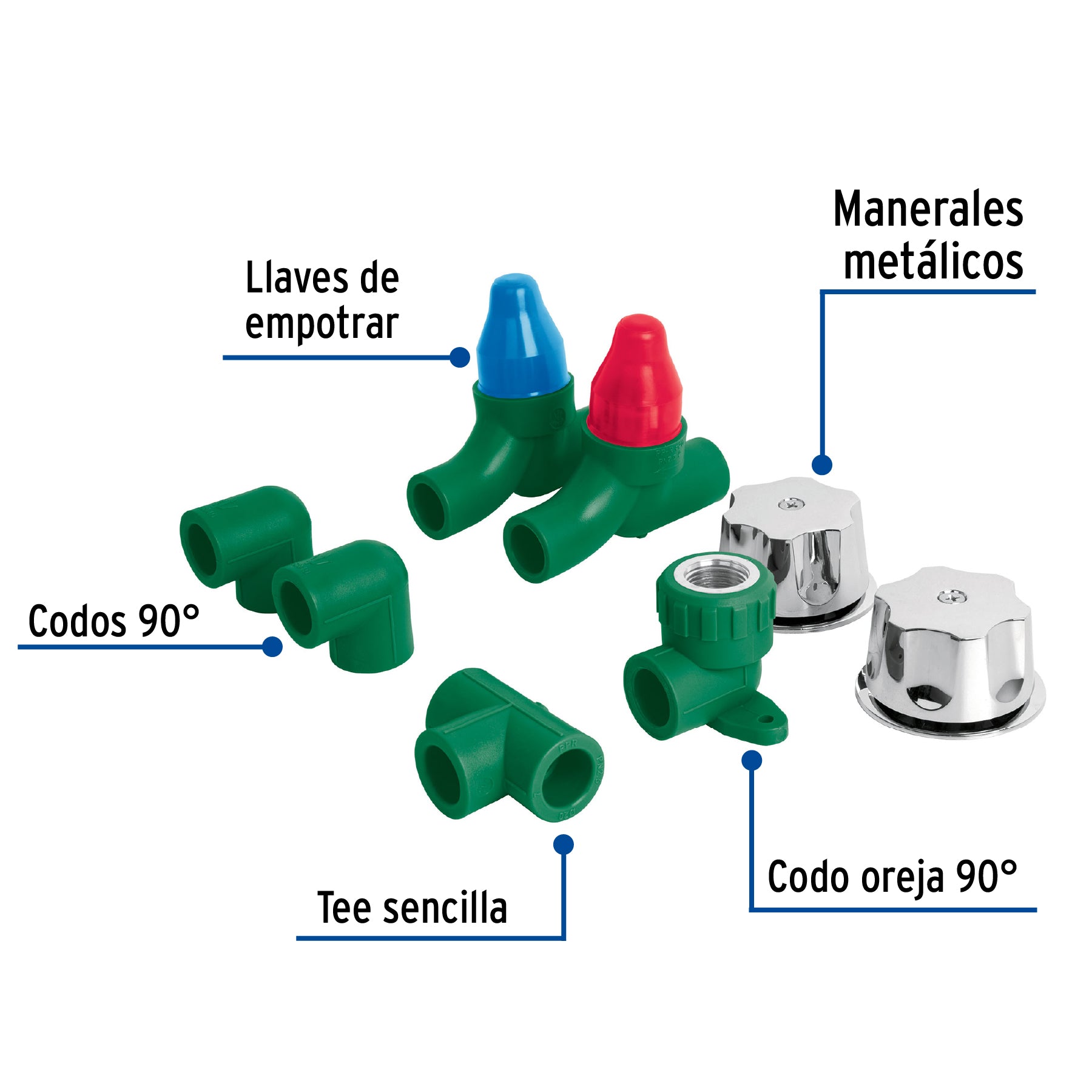 Kit de instalación p/regadera PPR 1/2' con manerales, FOSET. Modelo: CV-KIT