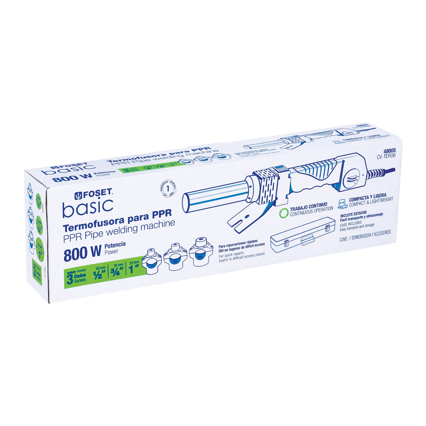Termofusora de 800 W para PPR, FOSET BASIC. Modelo: CV-TER06