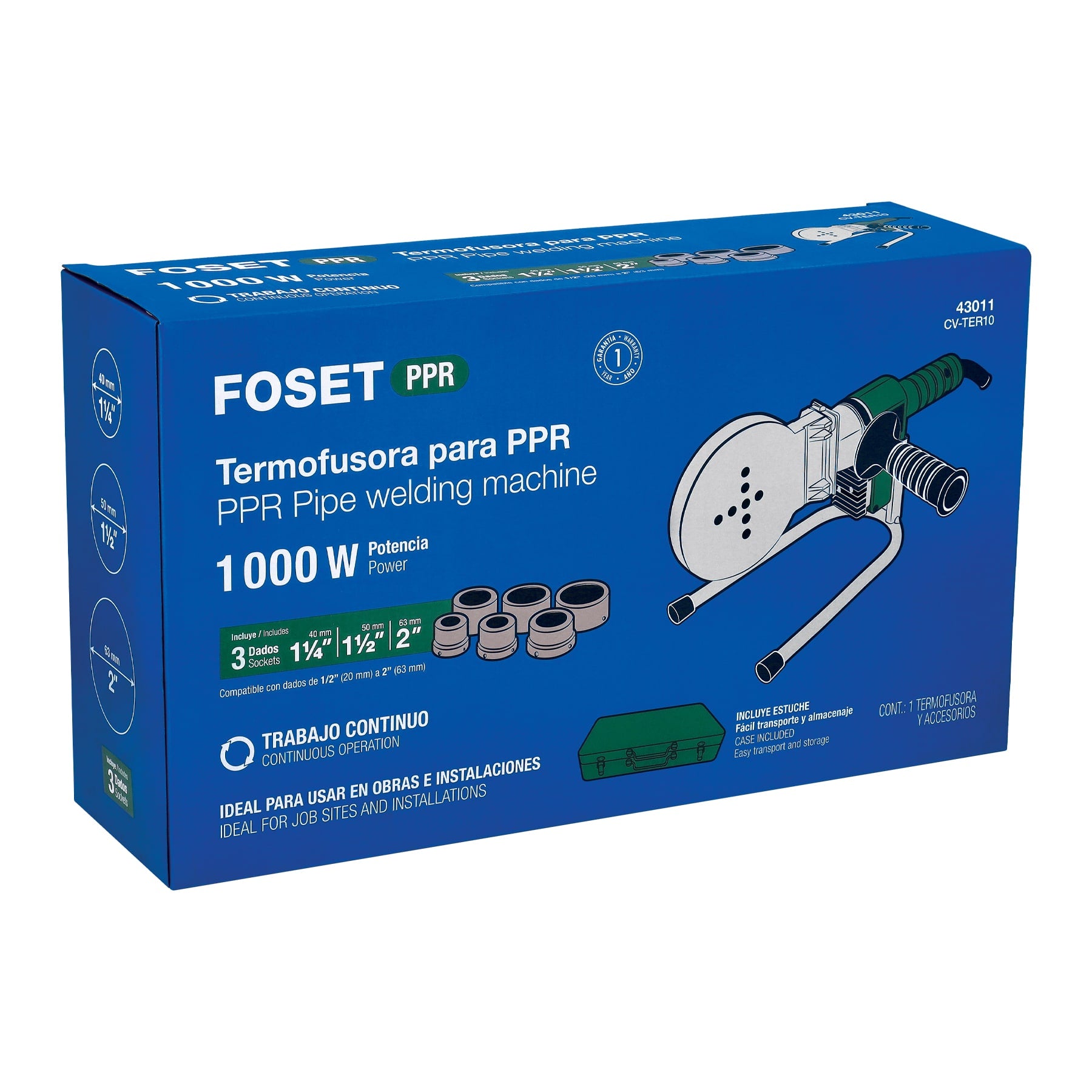 Termofusora de 1000 W para PPR, FOSET. Modelo: CV-TER10