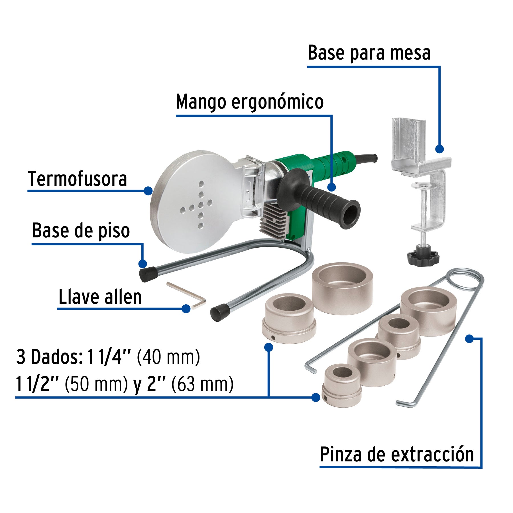 Termofusora de 1000 W para PPR, FOSET. Modelo: CV-TER10