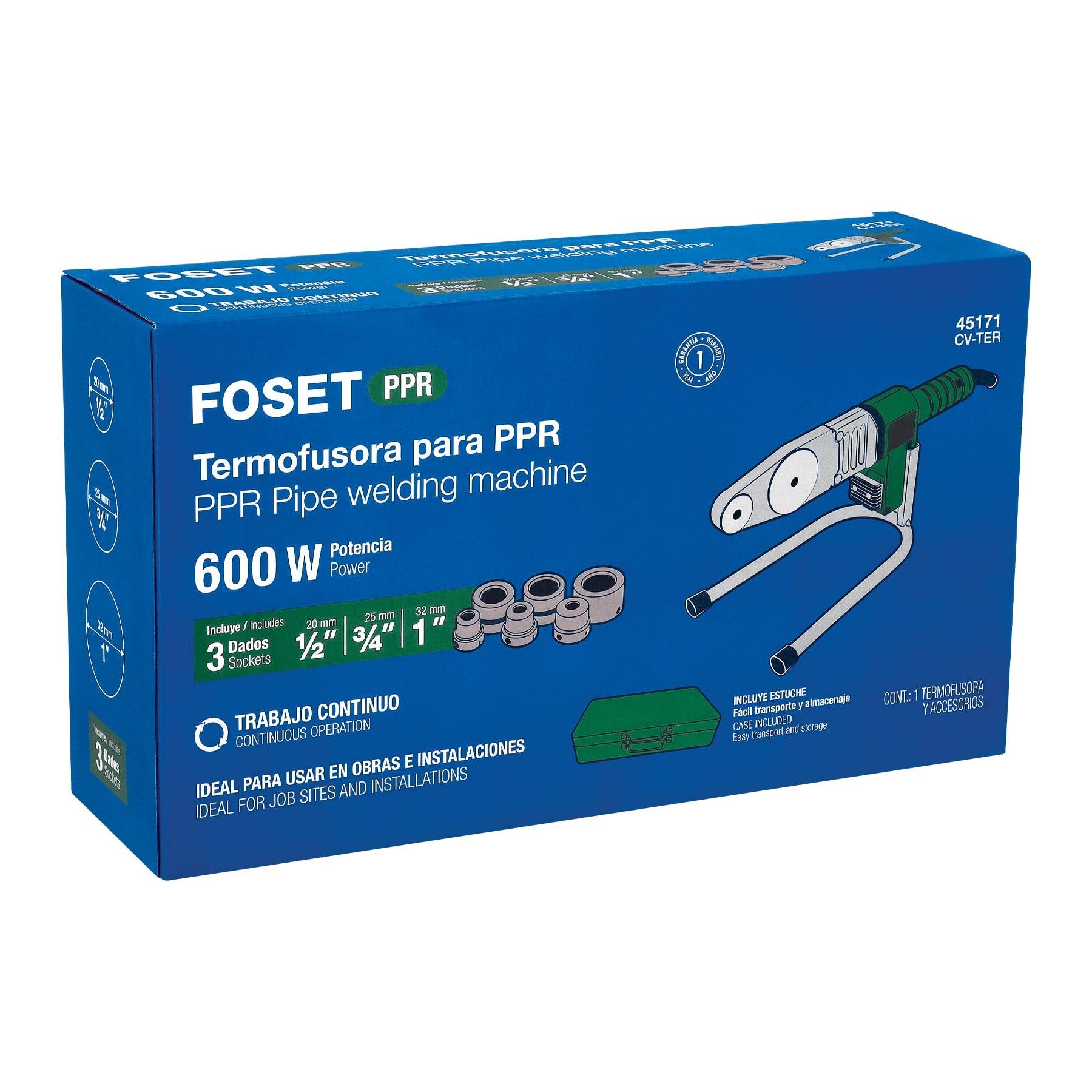 Termofusora de 600 W para PPR, FOSET. Modelo: CV-TER