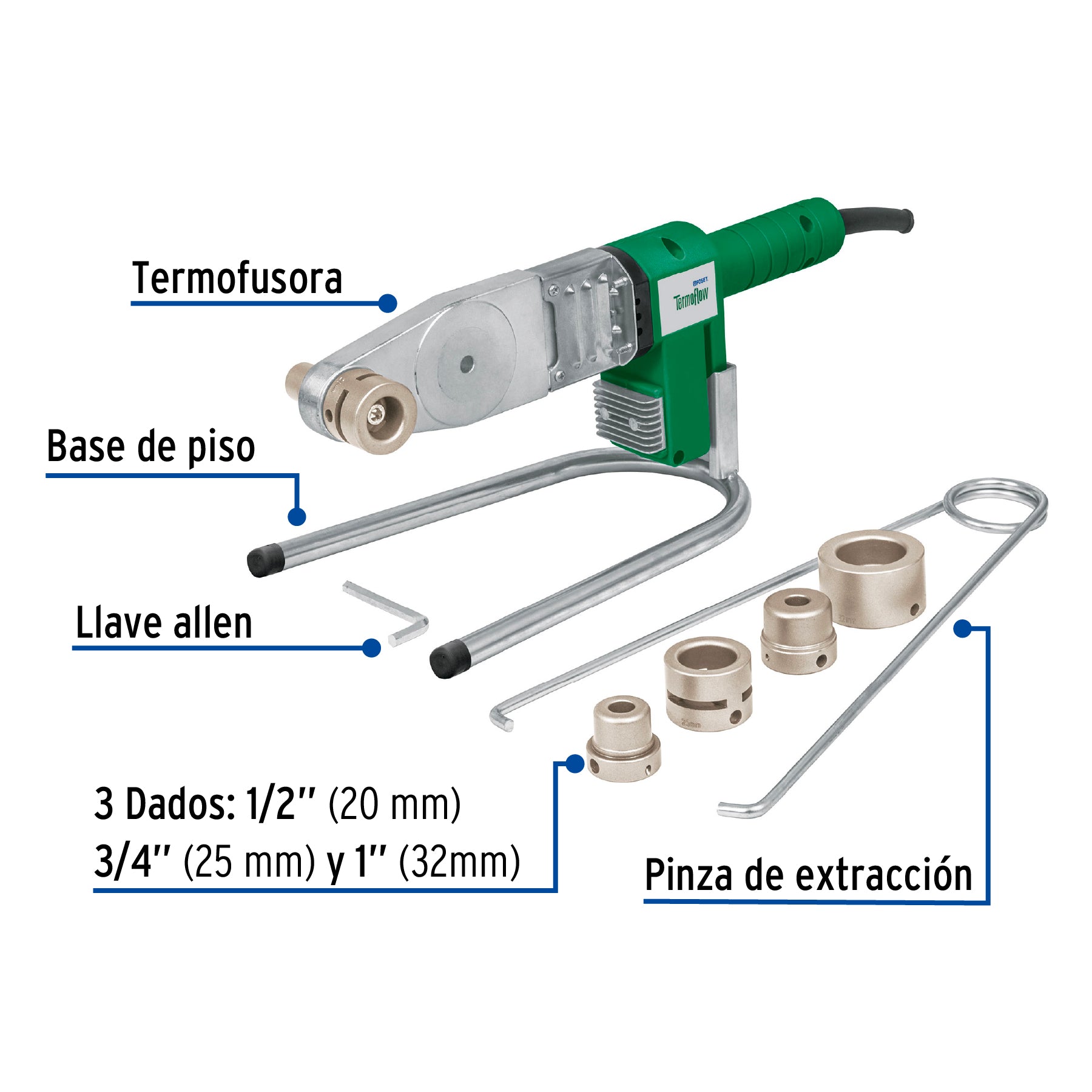 Termofusora de 600 W para PPR, FOSET. Modelo: CV-TER