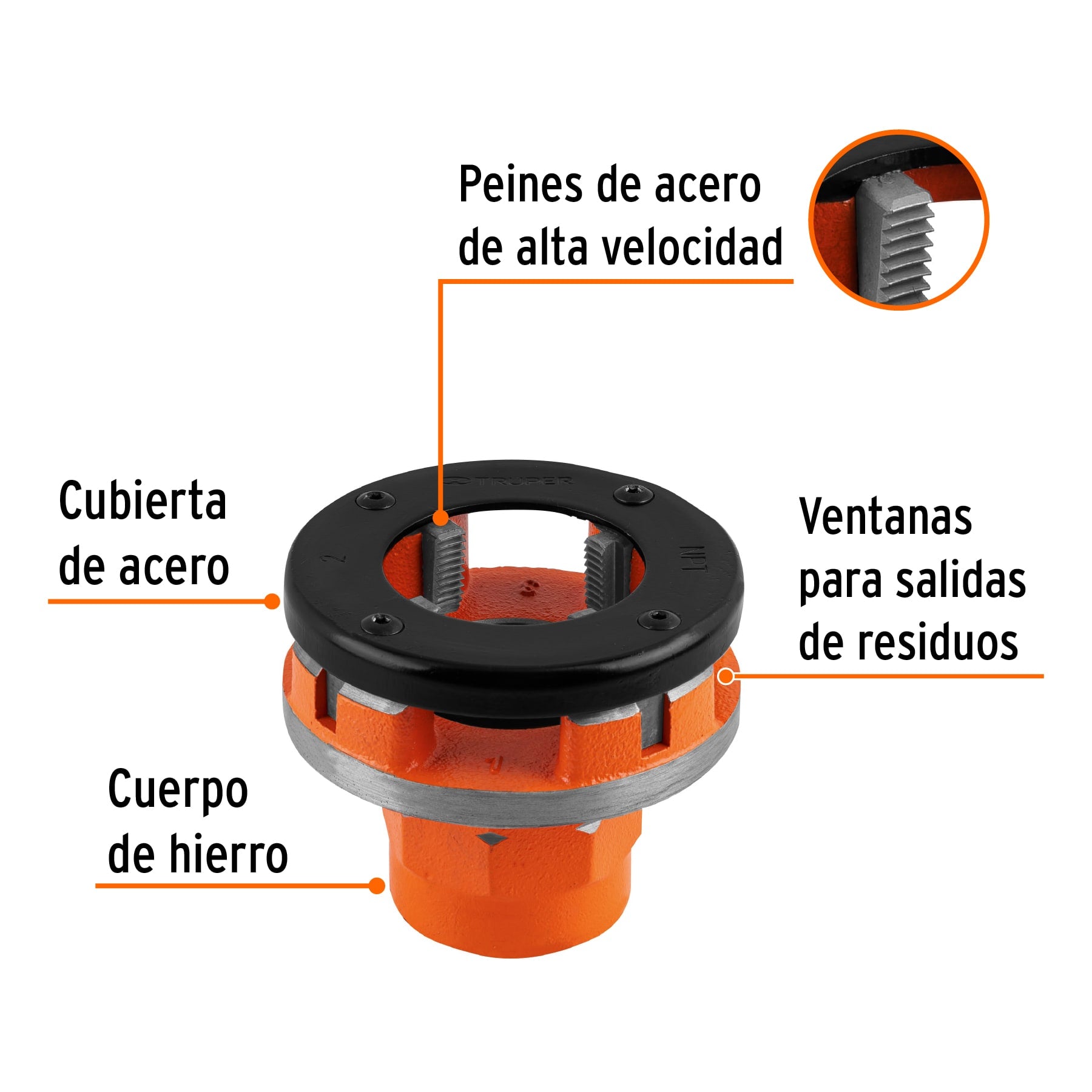 Dado 2' para tarrajas TA-850 y TA-851, TRUPER. Modelo: D-850-2