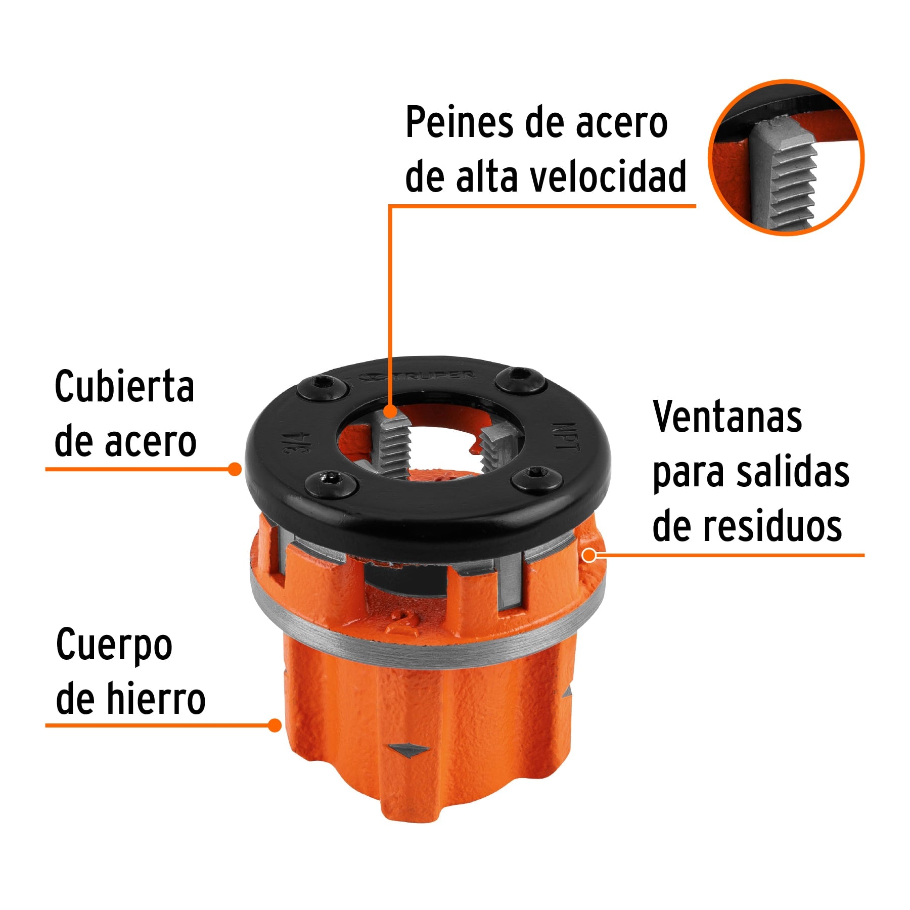 Dado 3/4' para tarrajas TA-850 y TA-851, TRUPER. Modelo: D-850-3/4