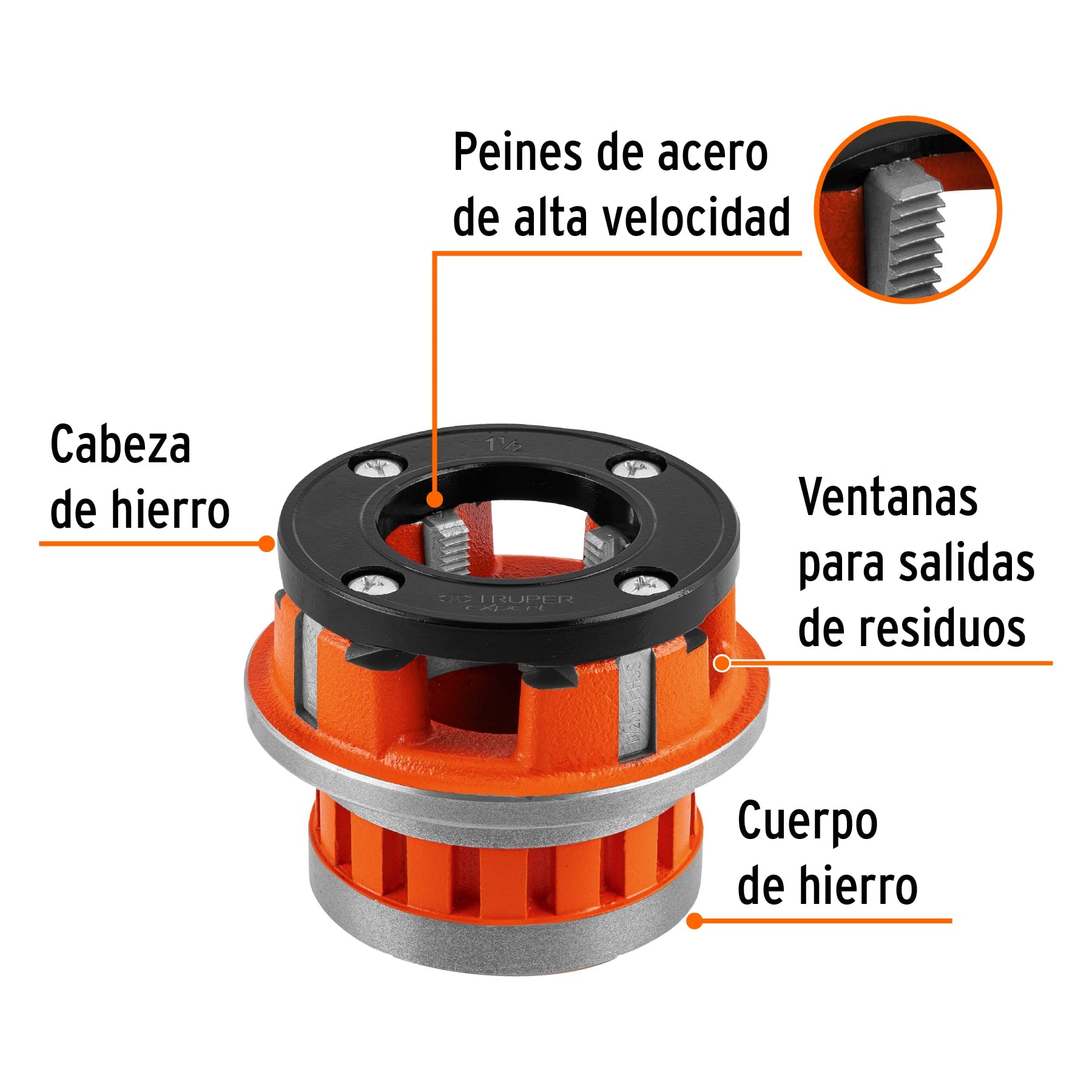 Dado de 1-1/2' para tarrajas T-852X, TRUPER EXPERT. Modelo: D-852-1-1/2X