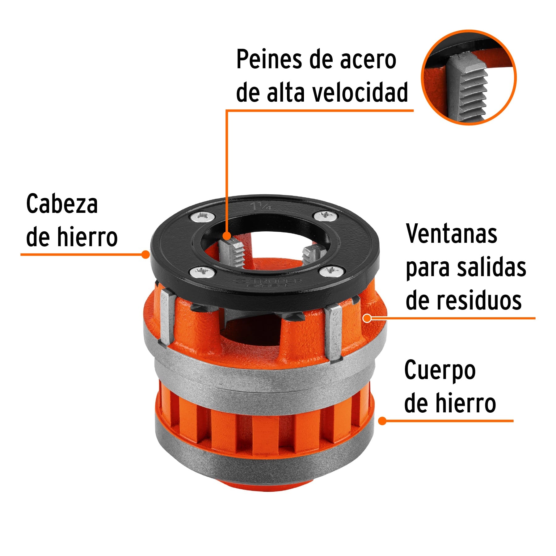 Dado de 1-1/4' para tarrajas T-852X, TRUPER EXPERT. Modelo: D-852-1-1/4X