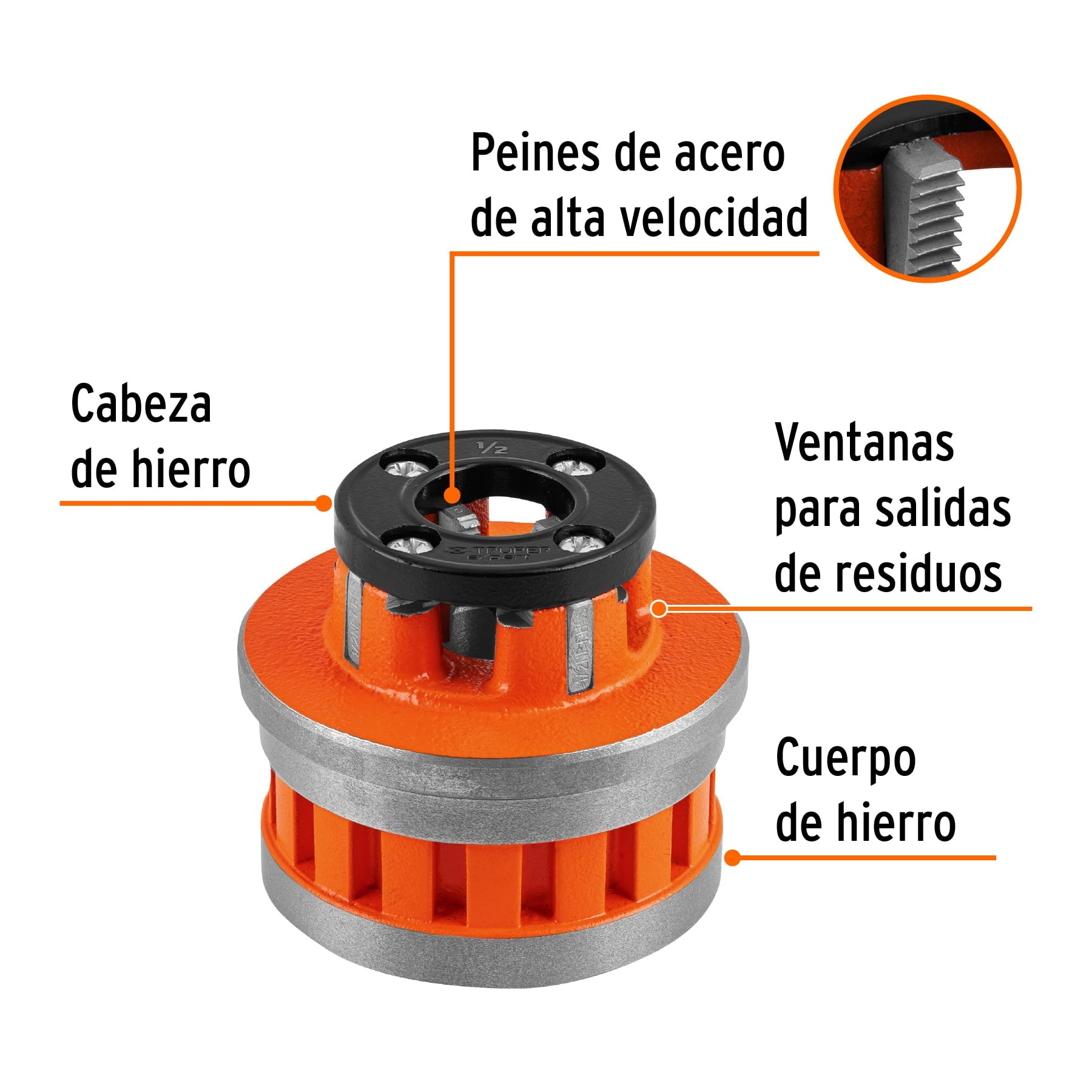 Dado de 1/2' para tarrajas T-852X, TRUPER EXPERT. Modelo: D-852-1/2X
