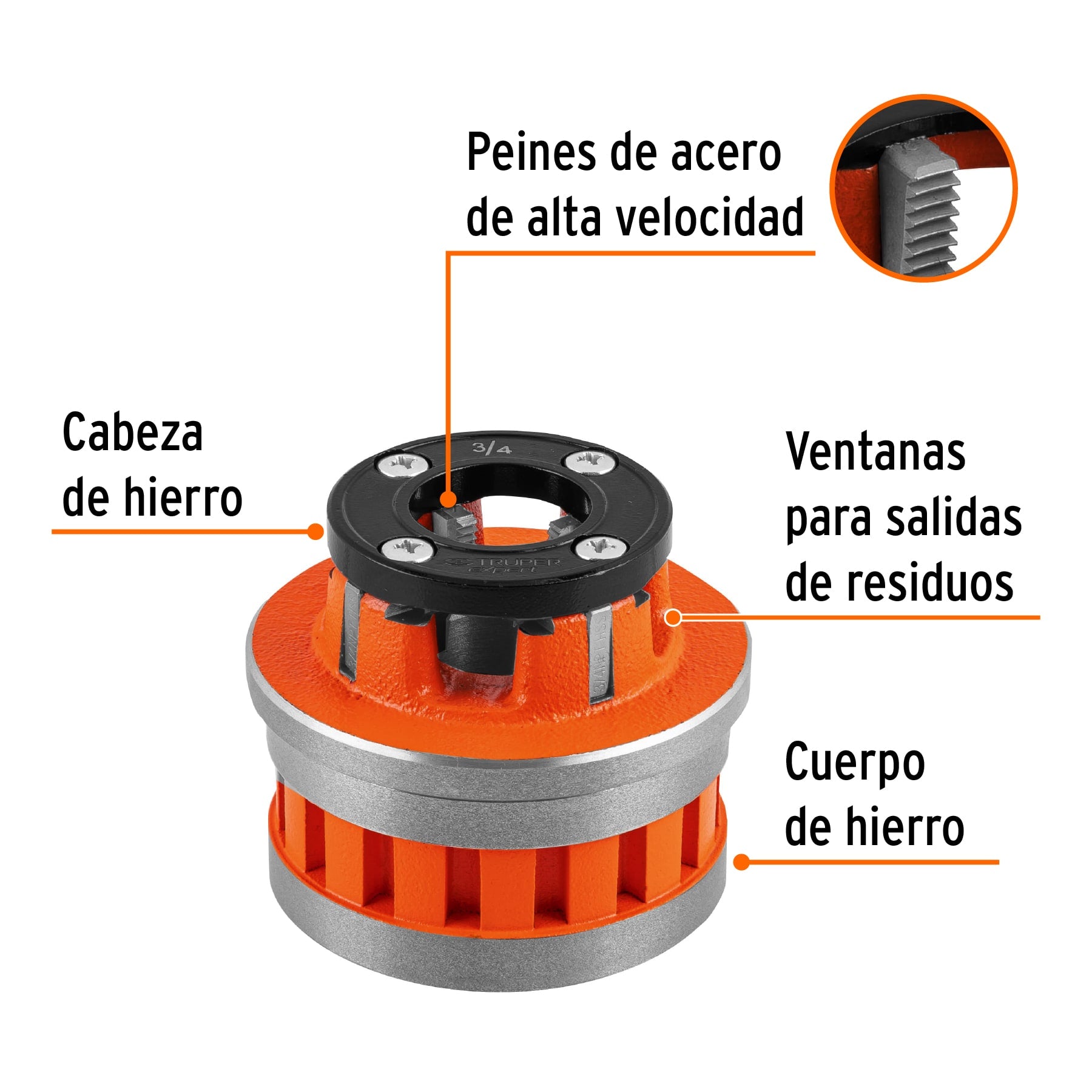 Dado de 3/4' para tarrajas T-852X, TRUPER EXPERT. Modelo: D-852-3/4X