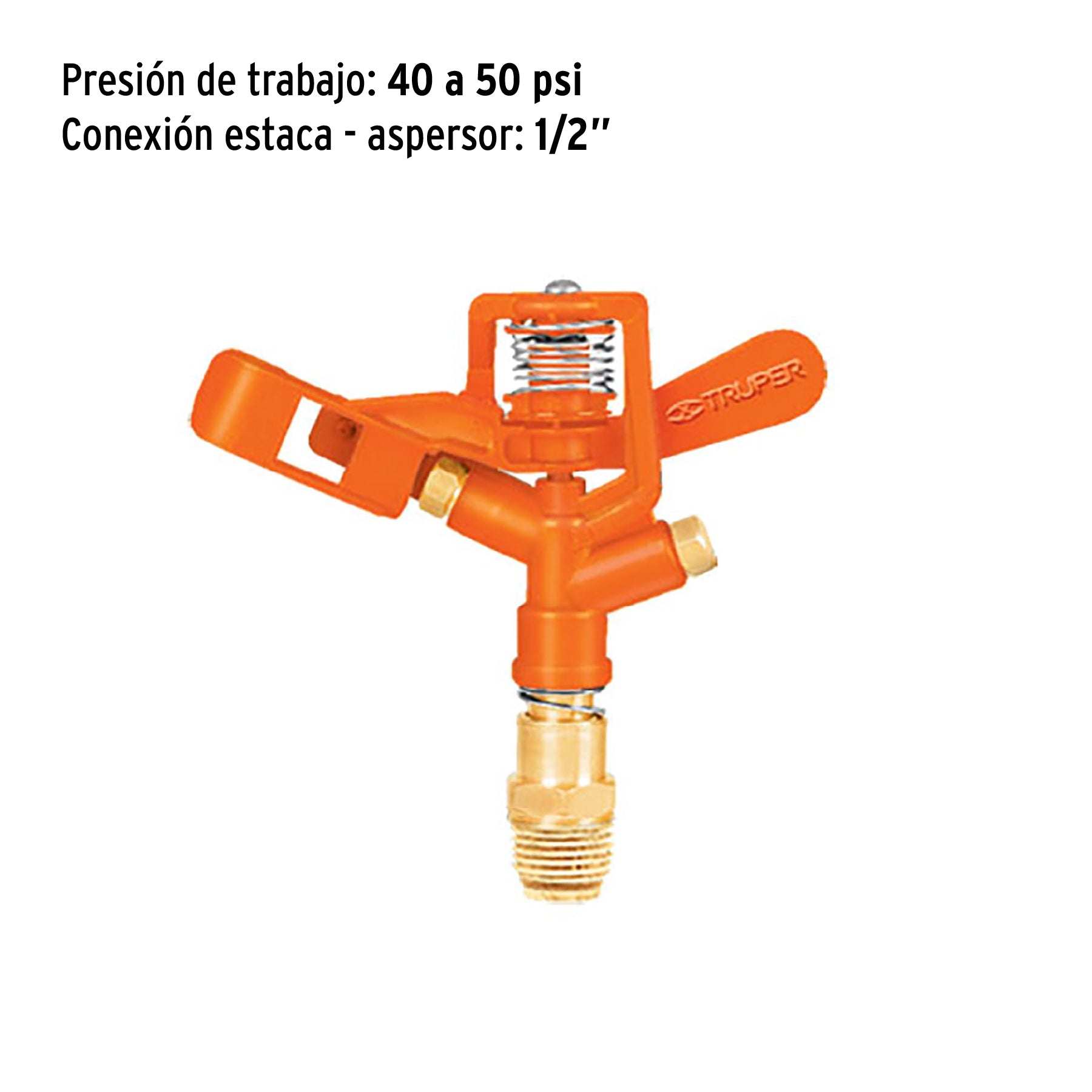 Aspersor metálico doble chorro, cabeza sola, TRUPER. Modelo: DOS