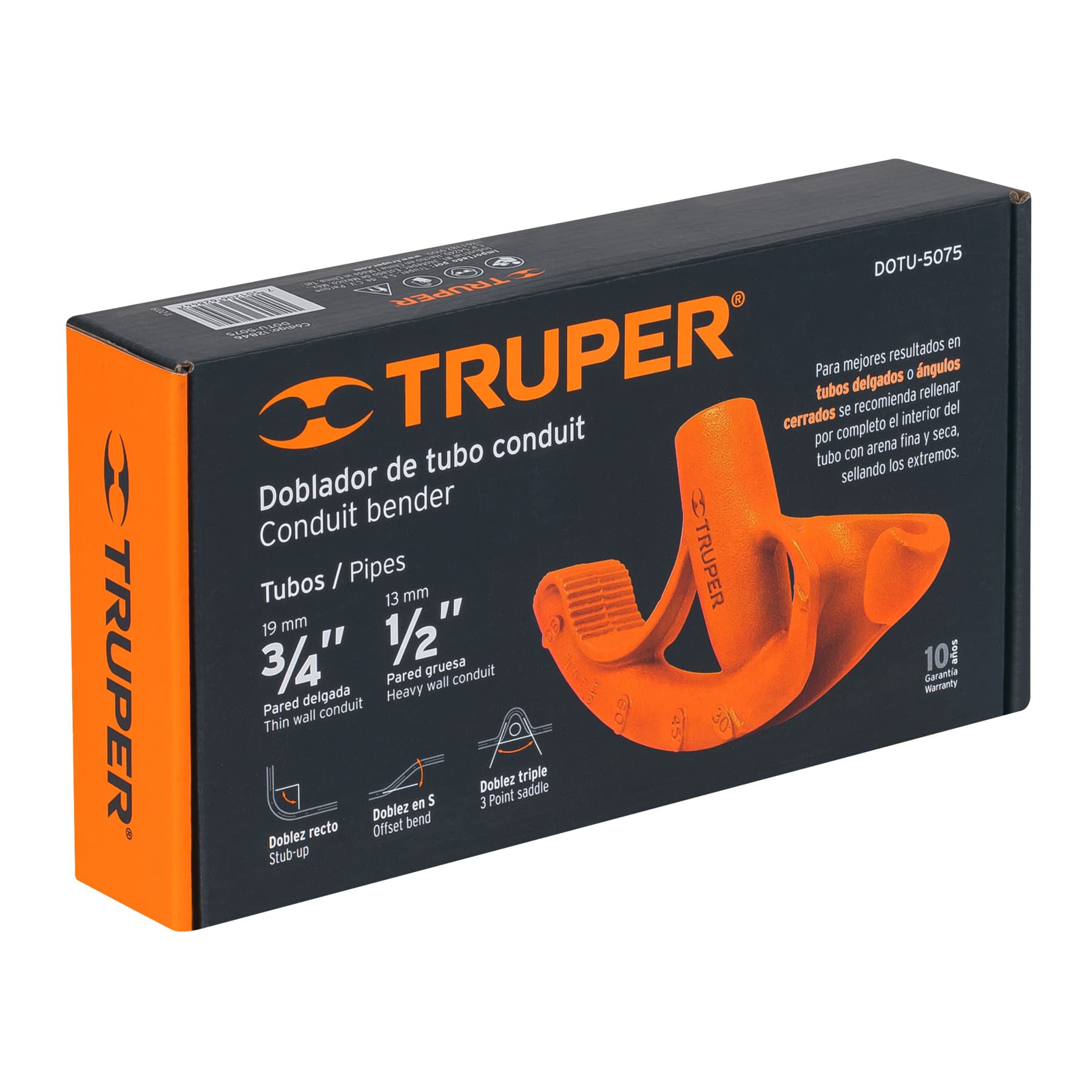 Doblador de tubo conduit 3/4', TRUPER. Modelo: DOTU-5075