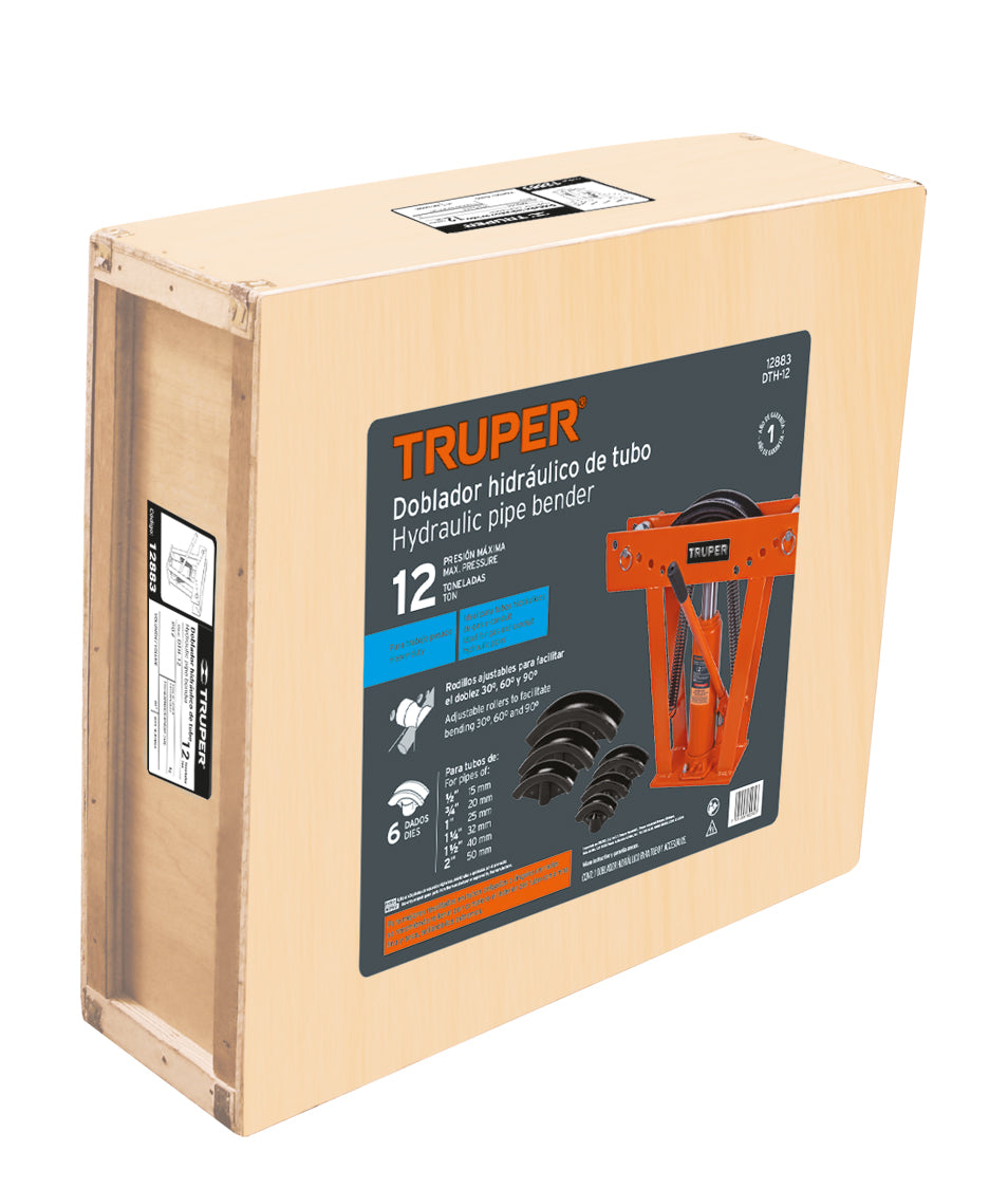 Doblador hidráulico para tubo, 12 ton, TRUPER. Modelo: DTH-12