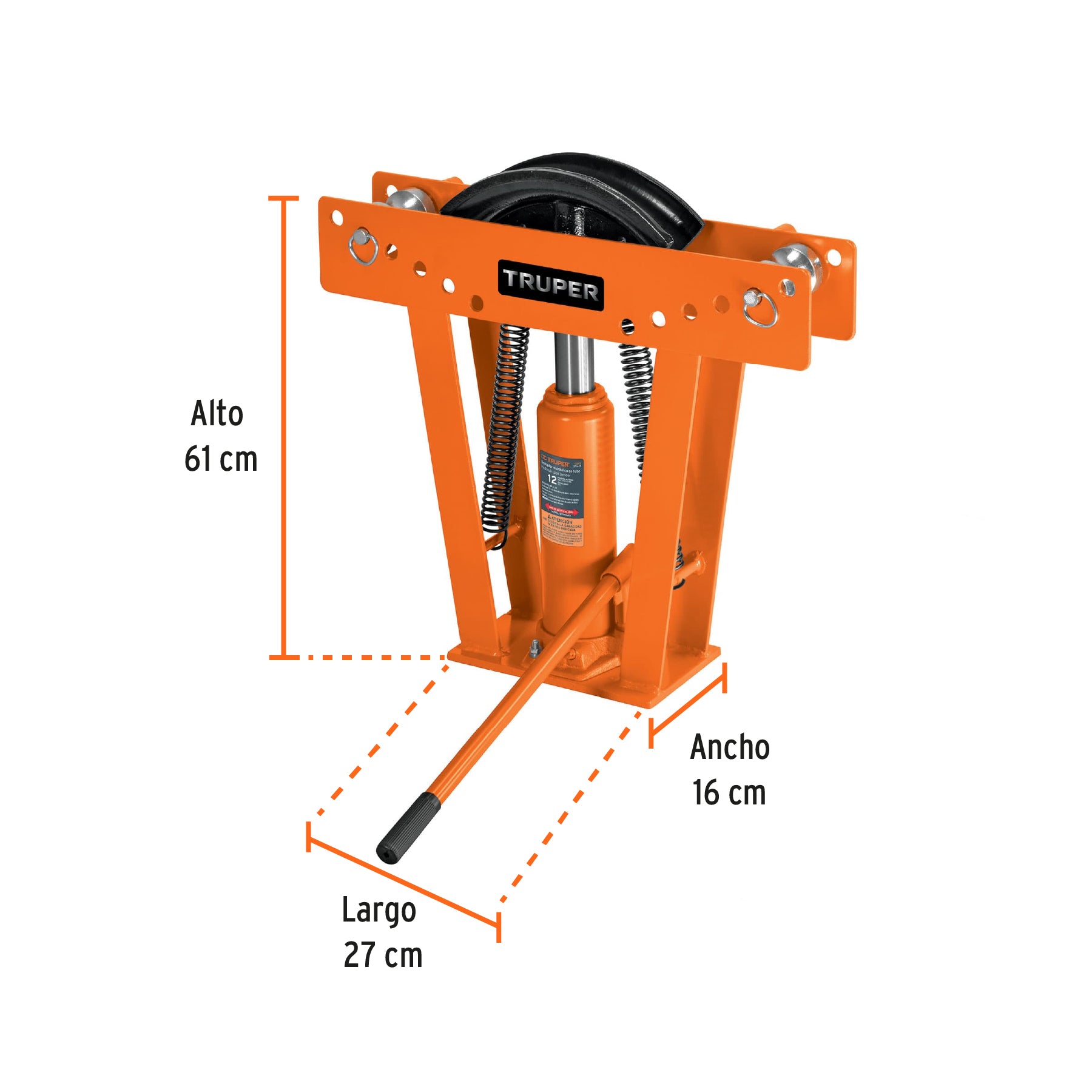 Doblador hidráulico para tubo, 12 ton, TRUPER. Modelo: DTH-12