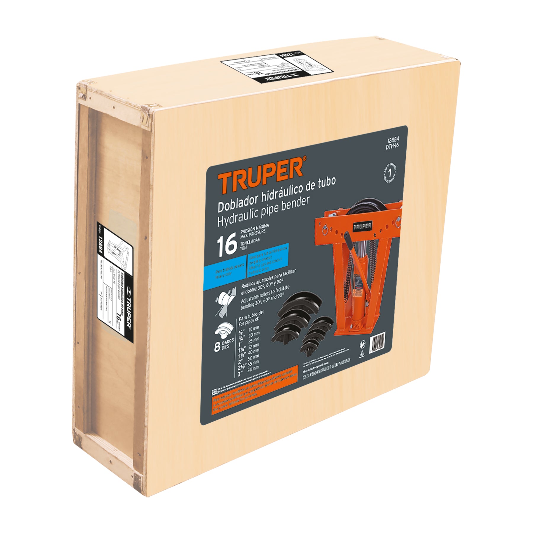 Doblador hidráulico para tubo, 16 ton, TRUPER. Modelo: DTH-16