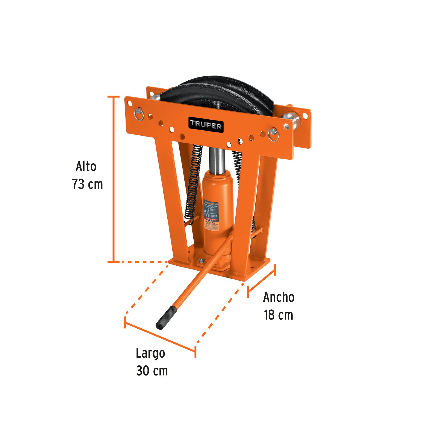 Doblador hidráulico para tubo, 16 ton, TRUPER. Modelo: DTH-16