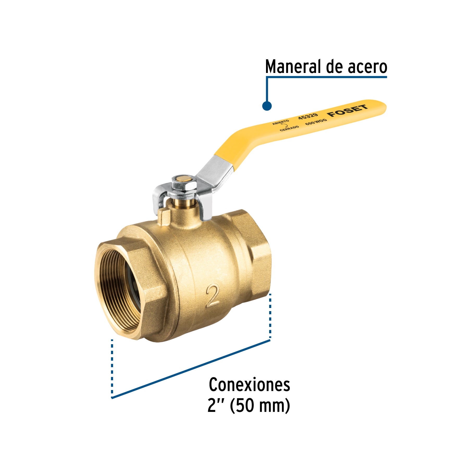 Válvula de esfera para gas, roscable, 2', alta presión. Modelo: ESRO-2XA