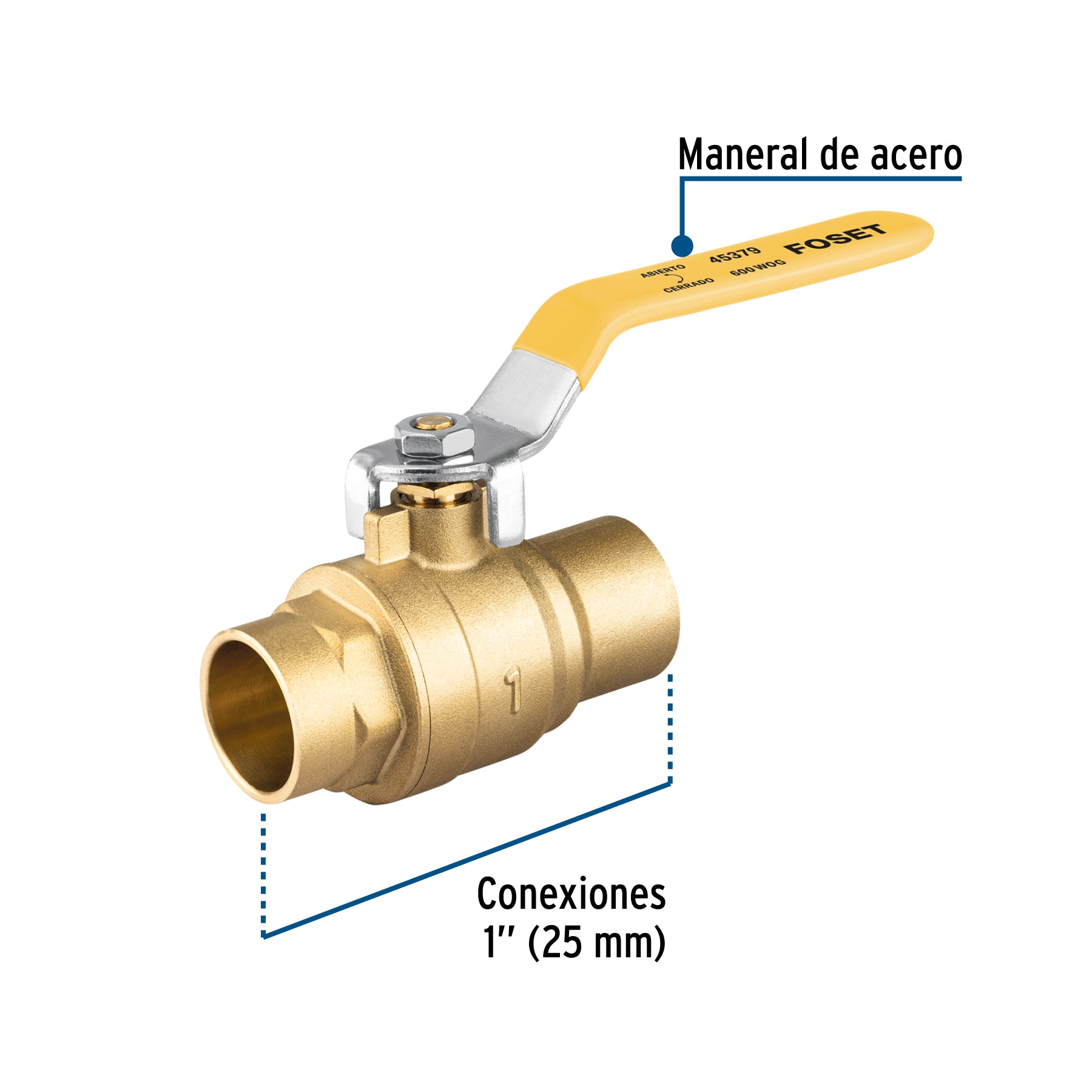 Válvula de esfera para gas, soldable, 1', alta presión. Modelo: ESSO-1XA