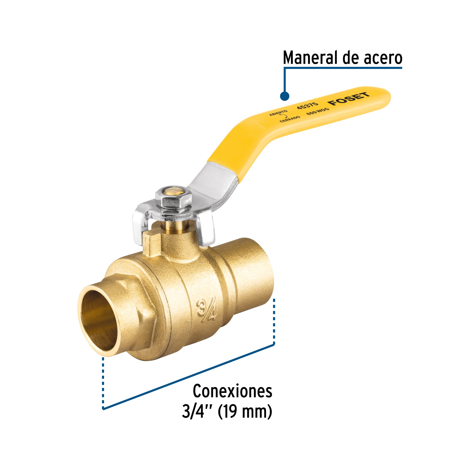 Válvula de esfera para gas, soldable, 3/4', alta presión. Modelo: ESSO-3/4XA