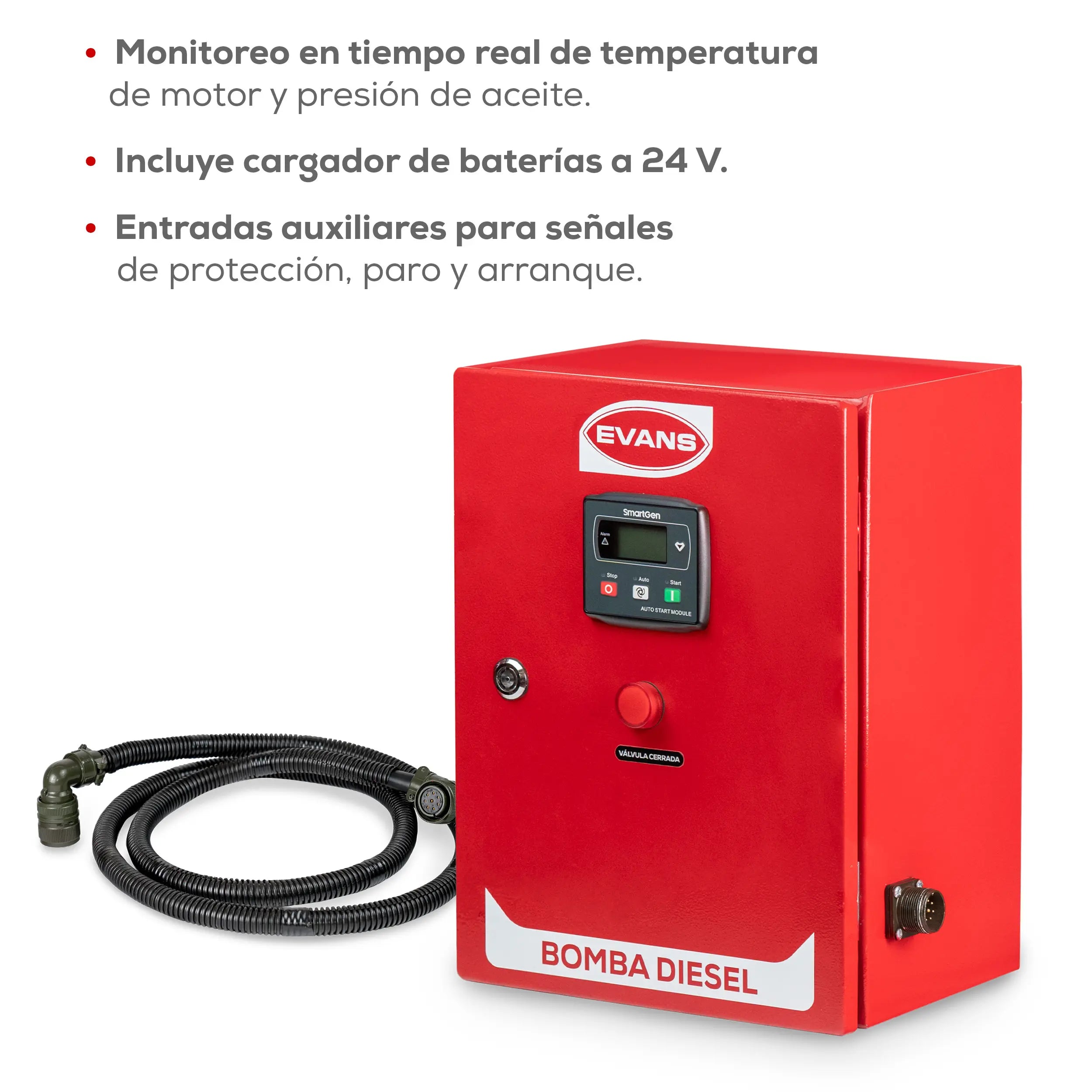 Bomba contra incendio 20 HP 1027 LPM 12 V Marca EVANS. Modelo: 8IMD2000TH-SCI