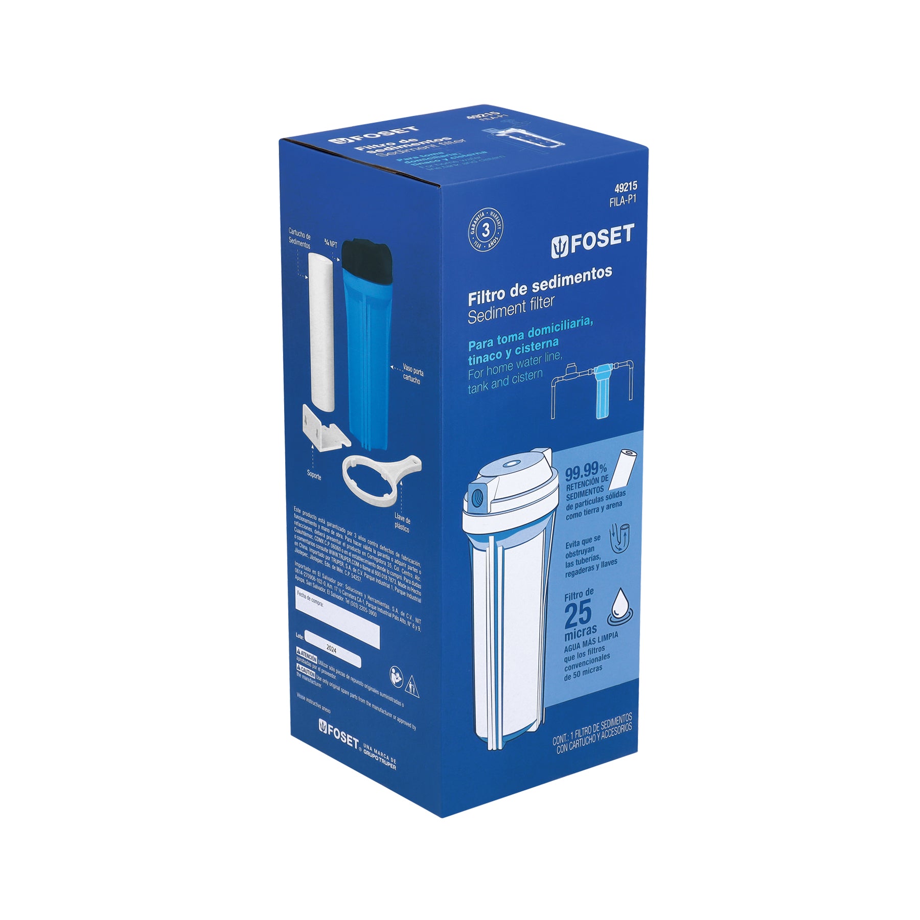 Filtro de sedimentos para agua, FOSET. Modelo: FILA-P1